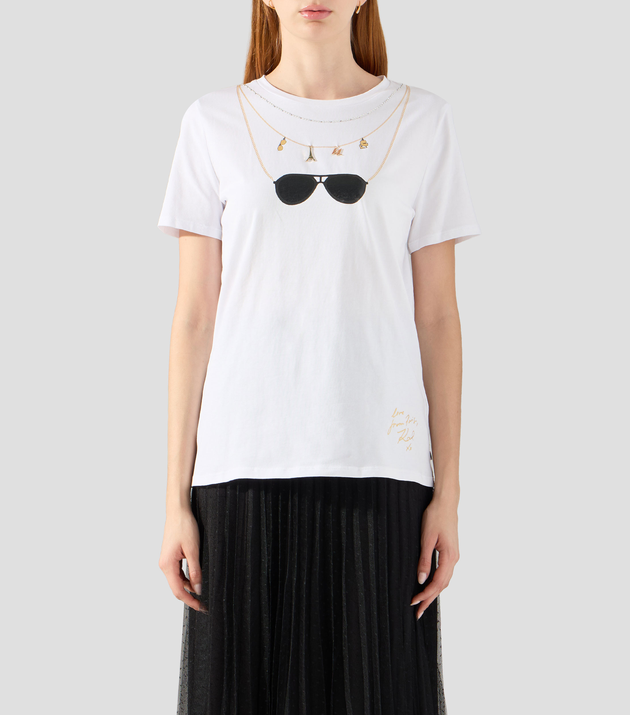 Playera cuello redondo manga corta estampada Mujer