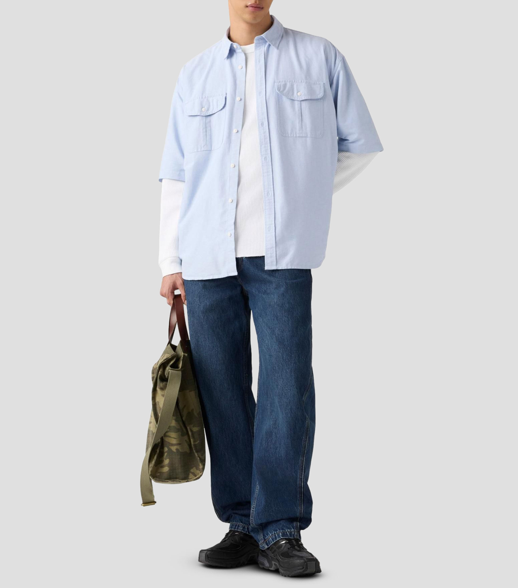 Camisa liso manga corta Hombre