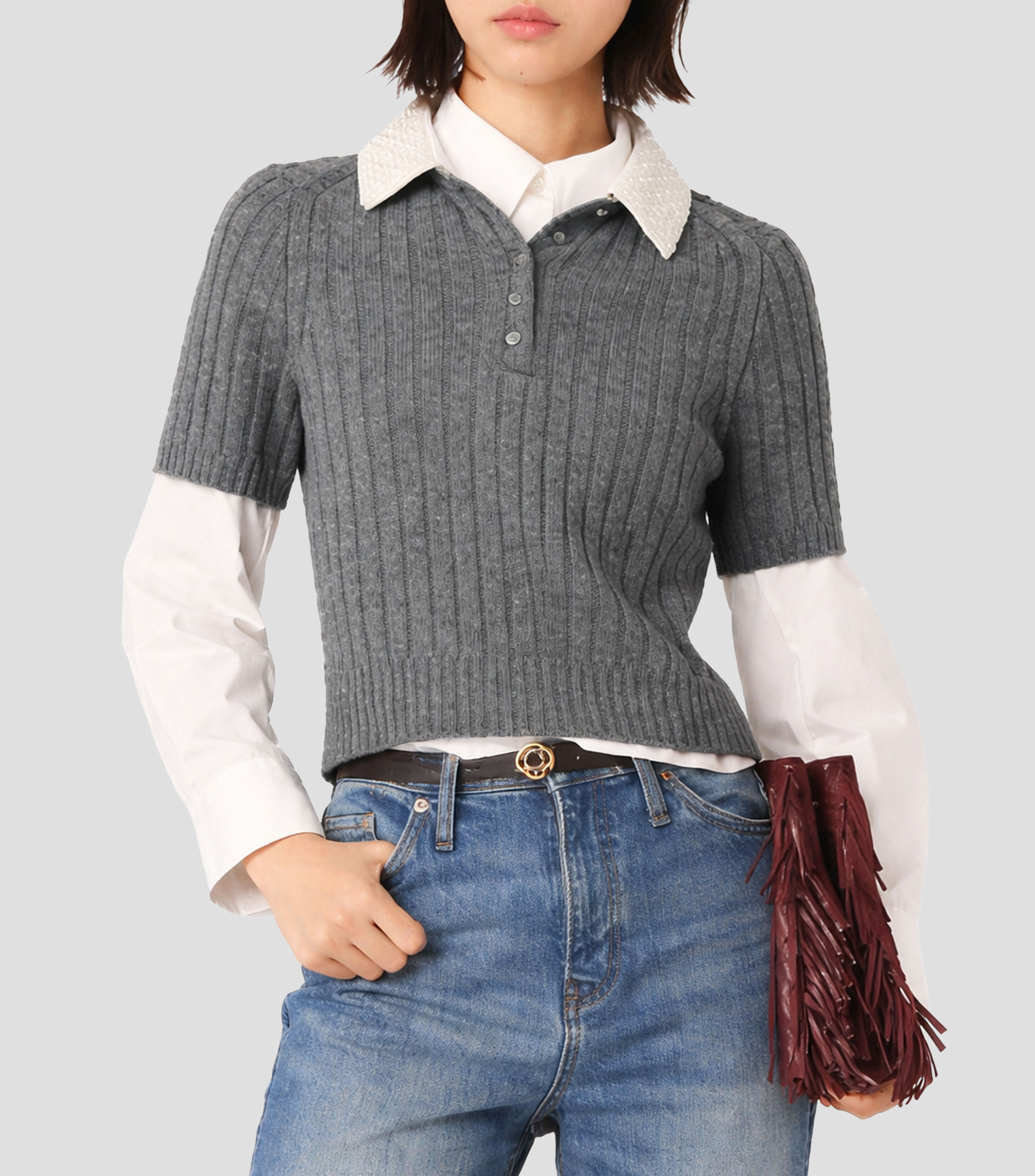 Blusa lisa manga corta Mujer