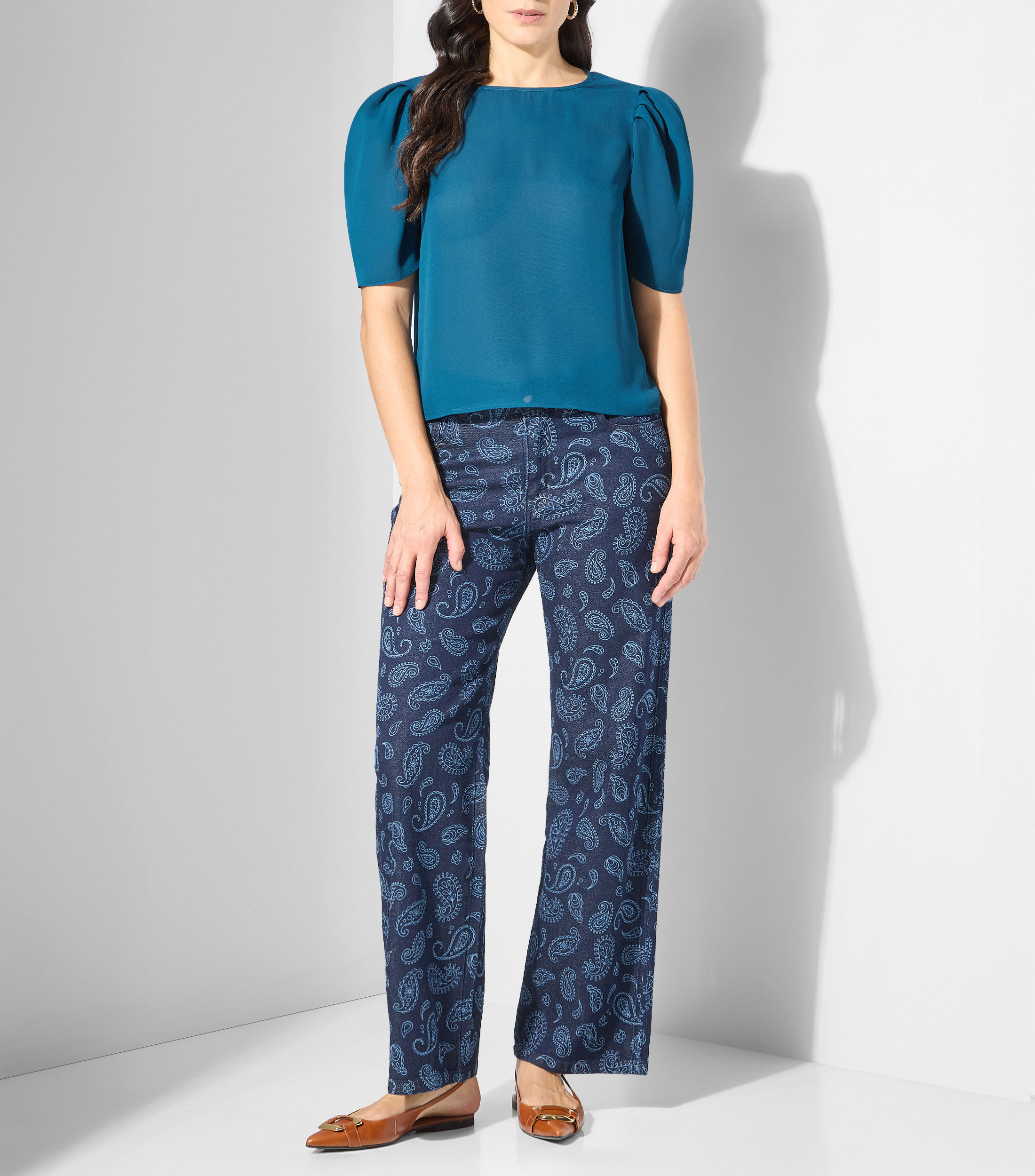 Blusa lisa manga corta Mujer