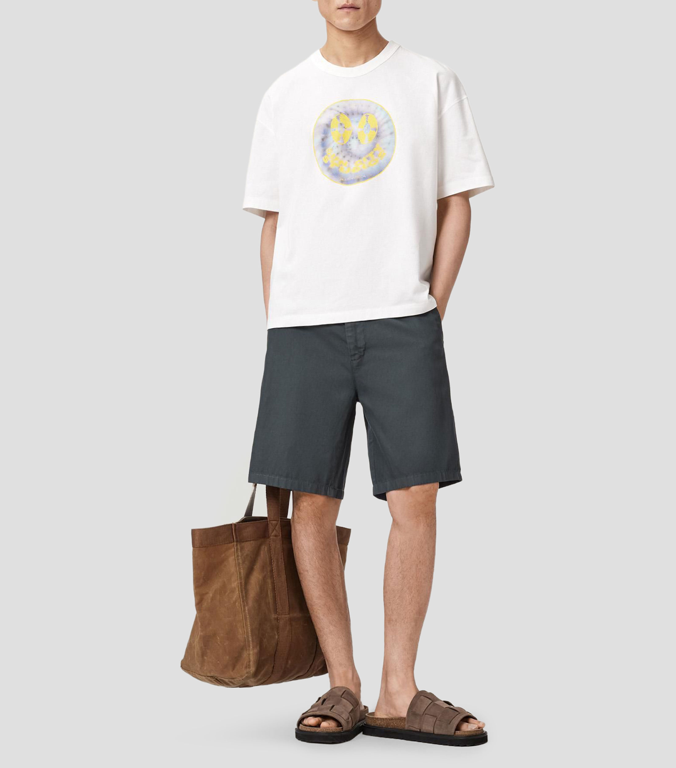 Playera de cuello redondo con manga corta estampada Hombre