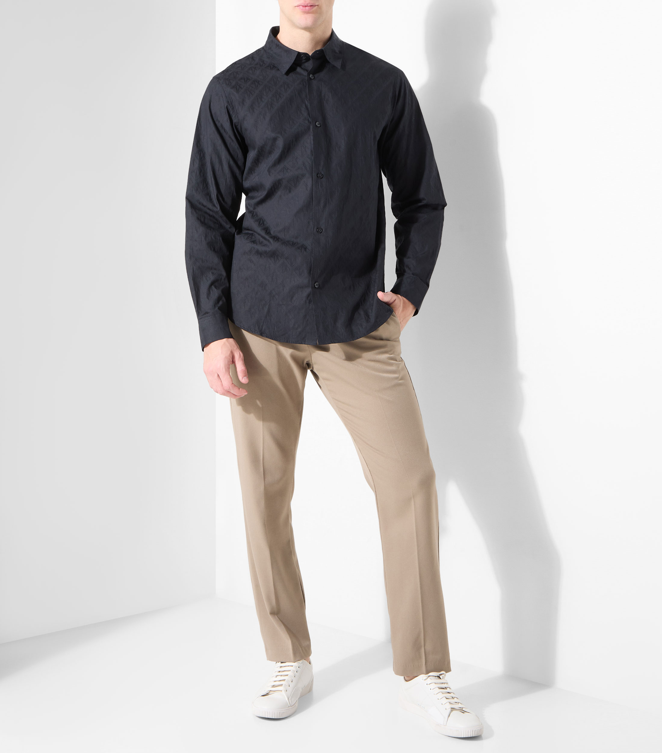 Camisa Estampada Manga Larga Hombre