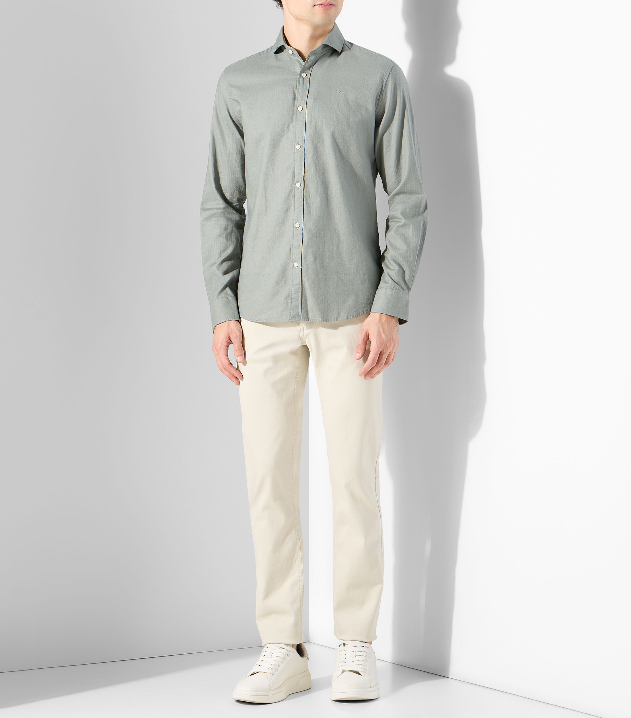 Camisa lisa manga larga Hombre