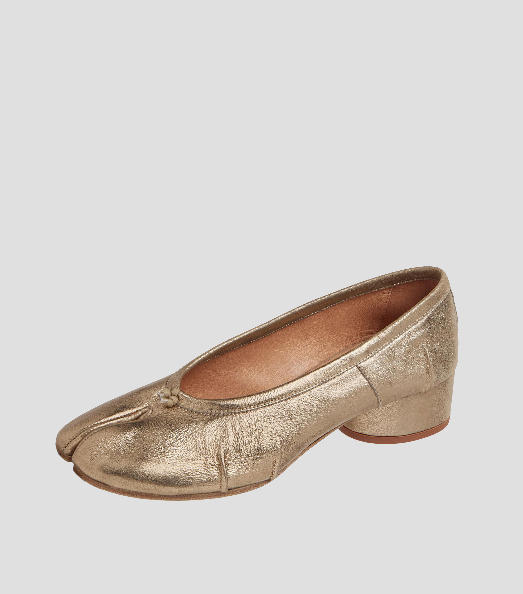 Flats Tabi en piel con tacón redondo metalizados Mujer