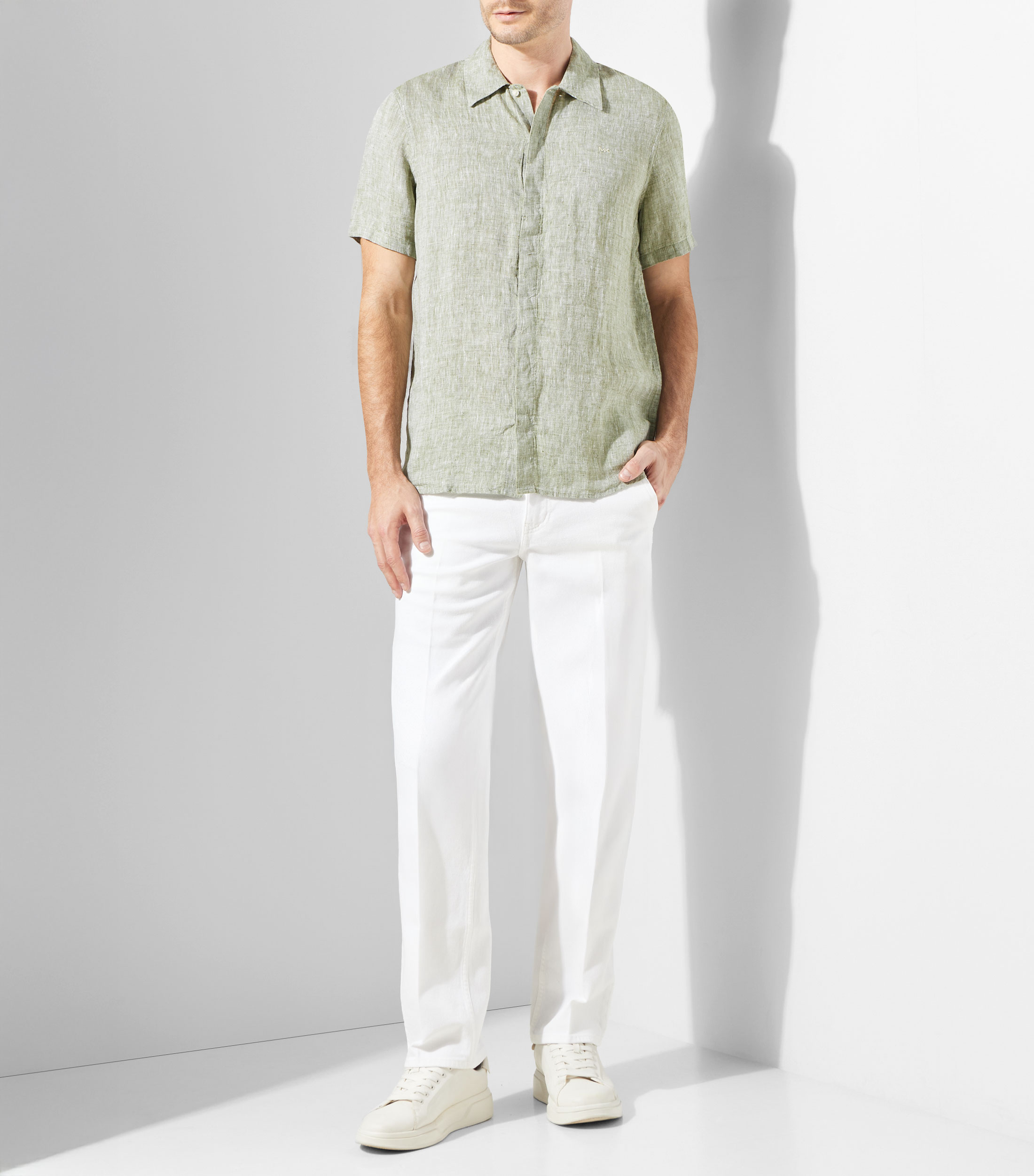 Camisa jaspeada manga corta Hombre