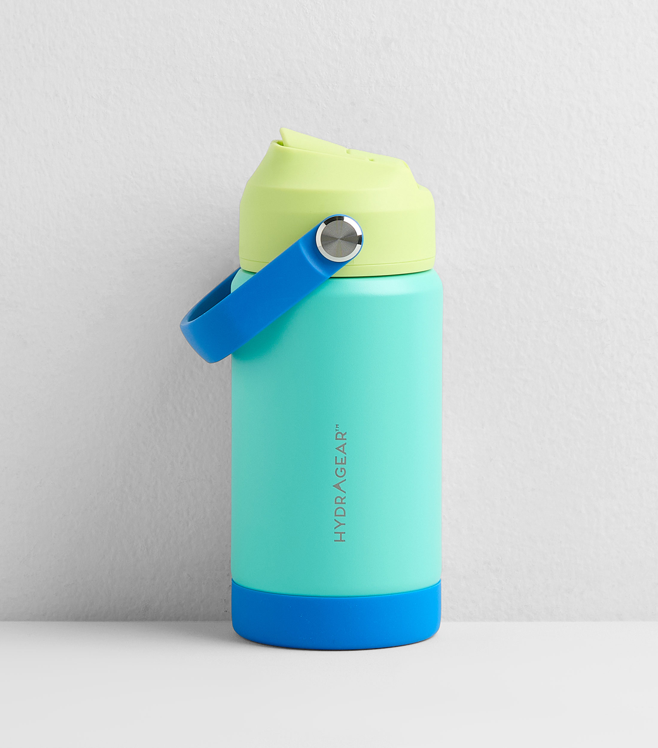 Termo azul en acero inoxidable con popote, 355 ml
