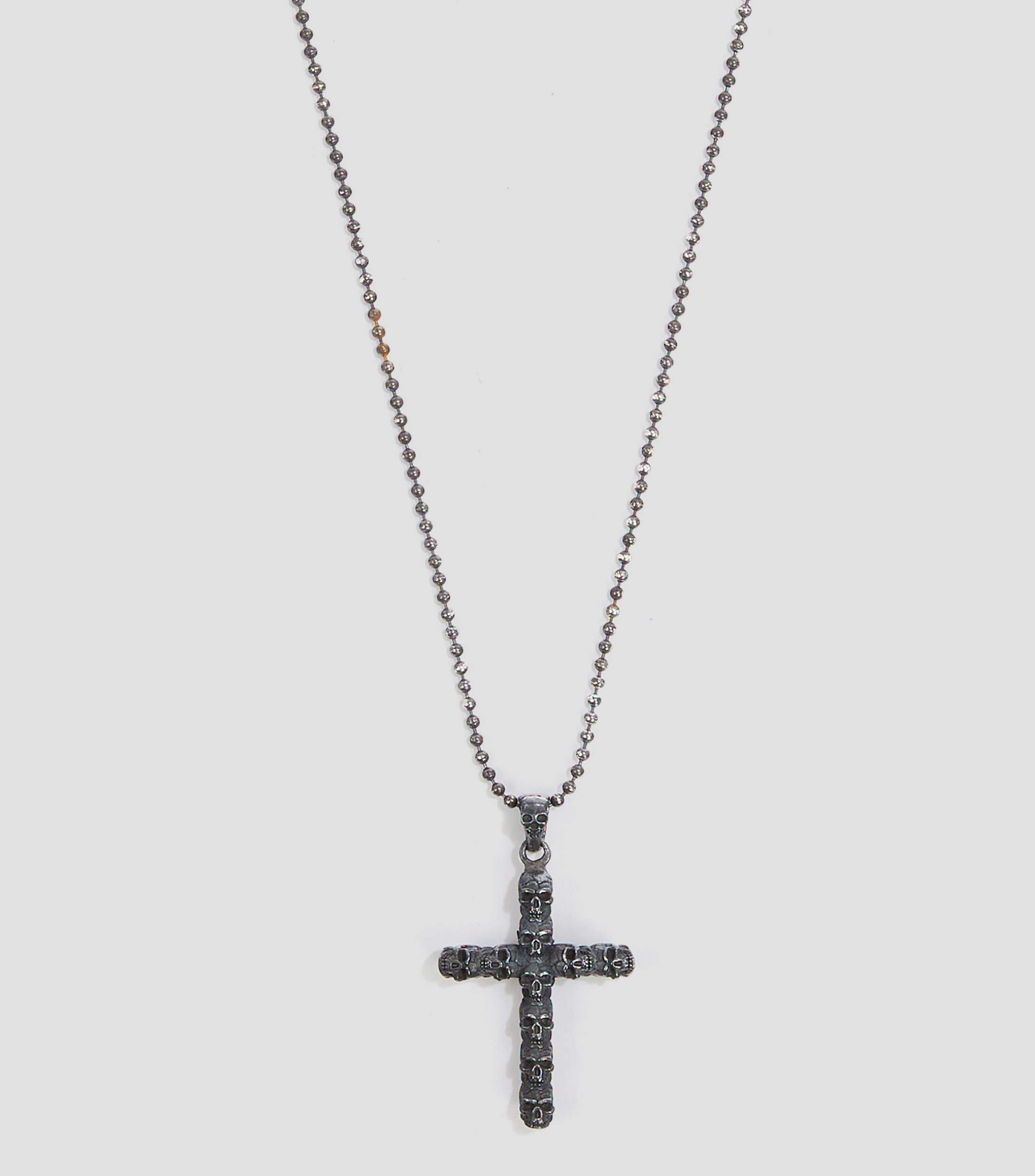 Dije Skrull Cross en plata .925 Hombre