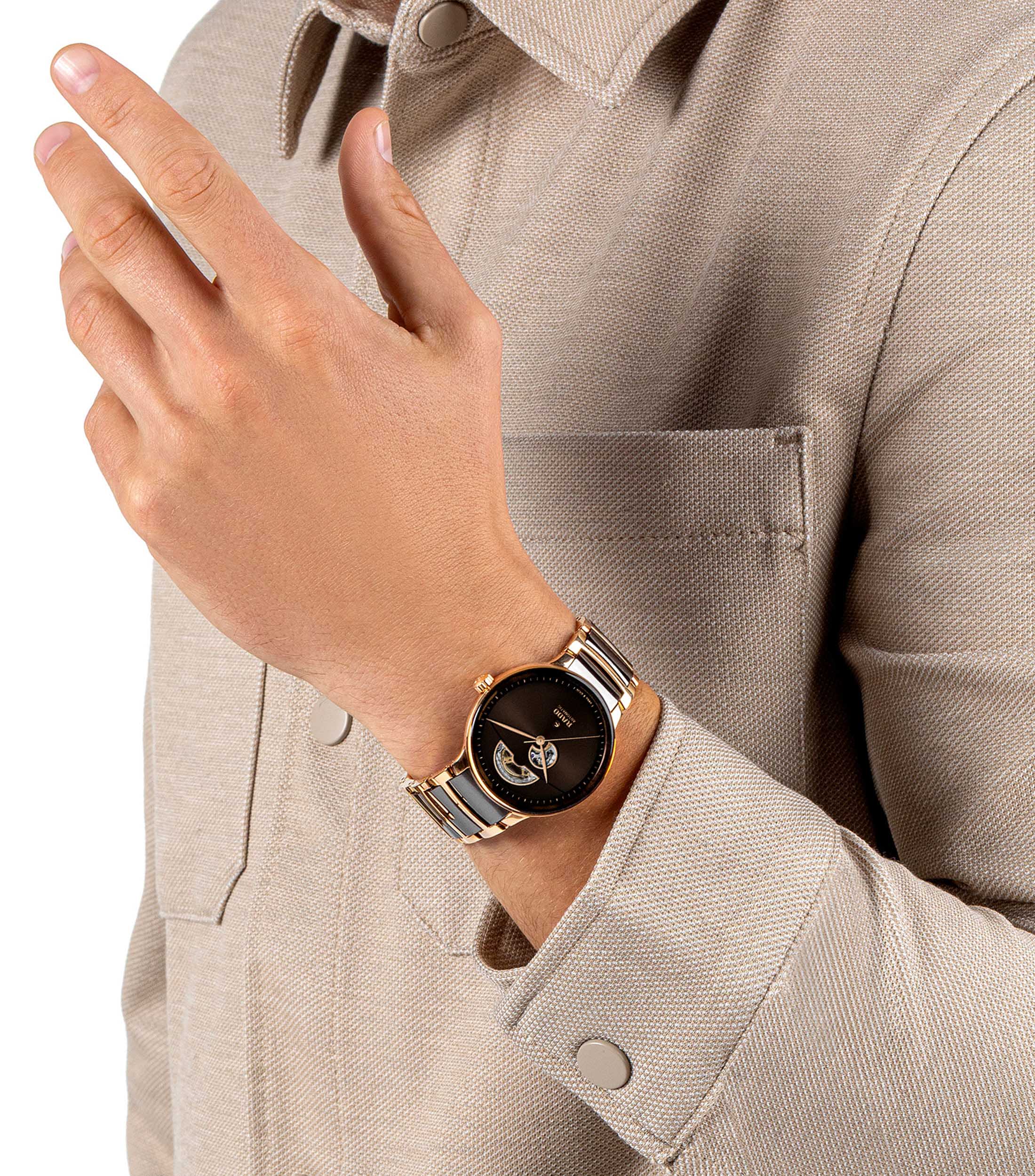 Reloj para hombre Centrix Automatic Open Heart De vestir, Oro rosa