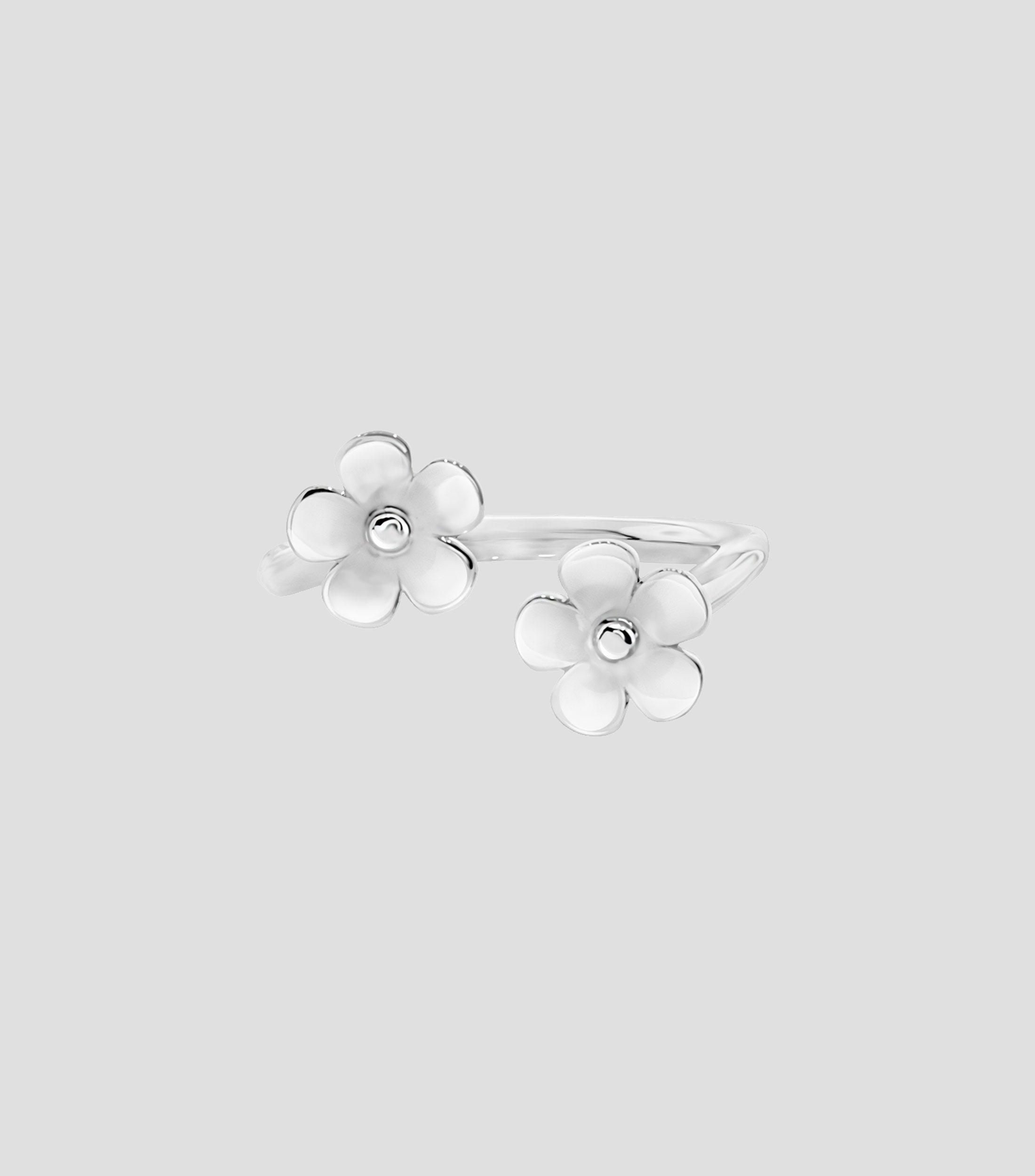 Anillo abierto en Plata .925 Dos Flores chico Mujer Talla 5-6