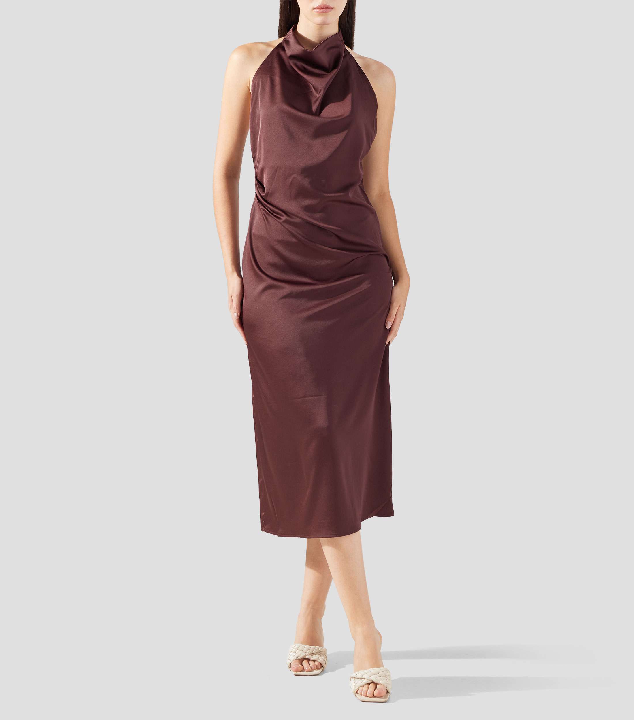 Vestido largo liso Mujer
