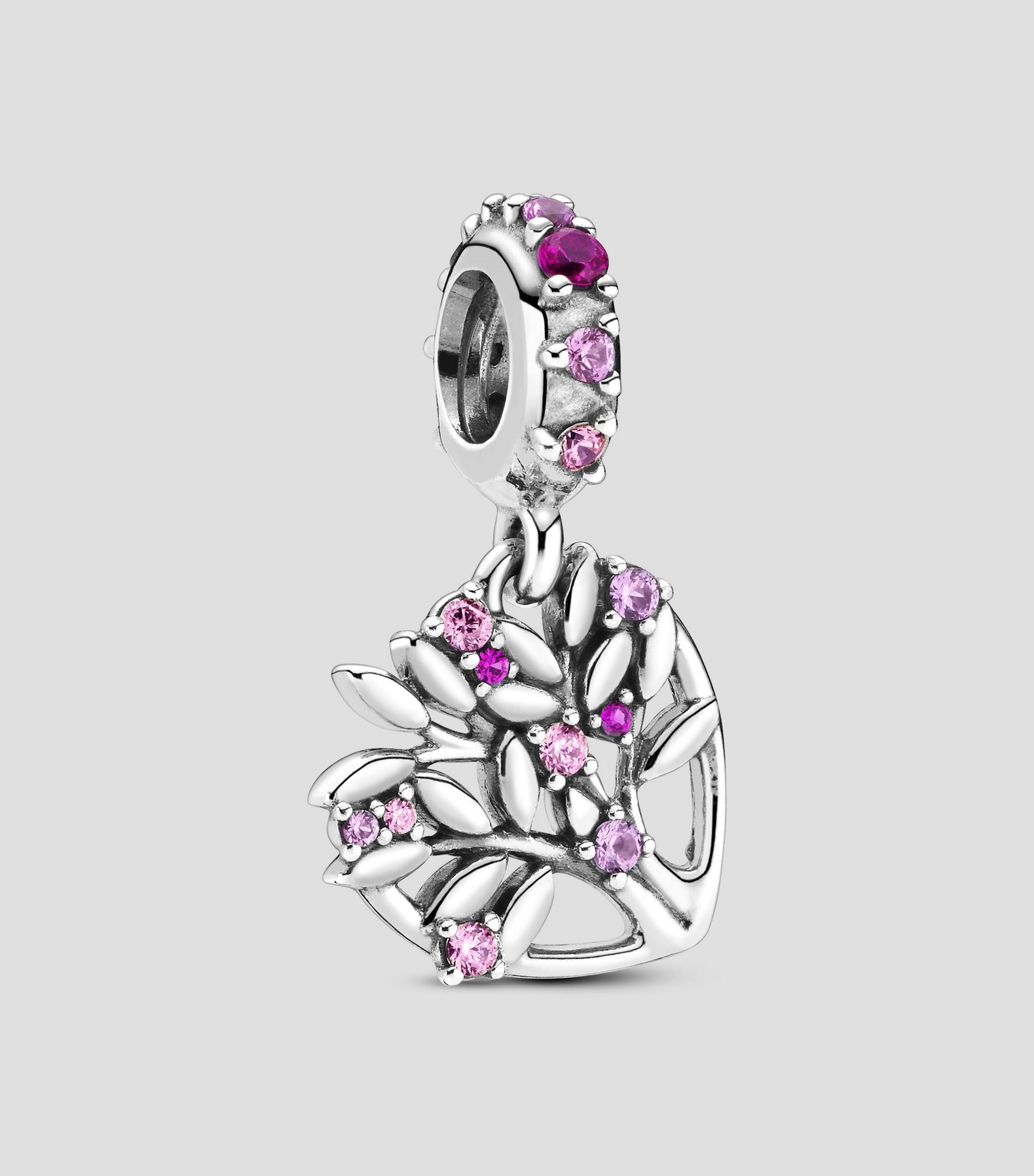 Charm en Plata Corazón con Árbol Genealógico Mujer