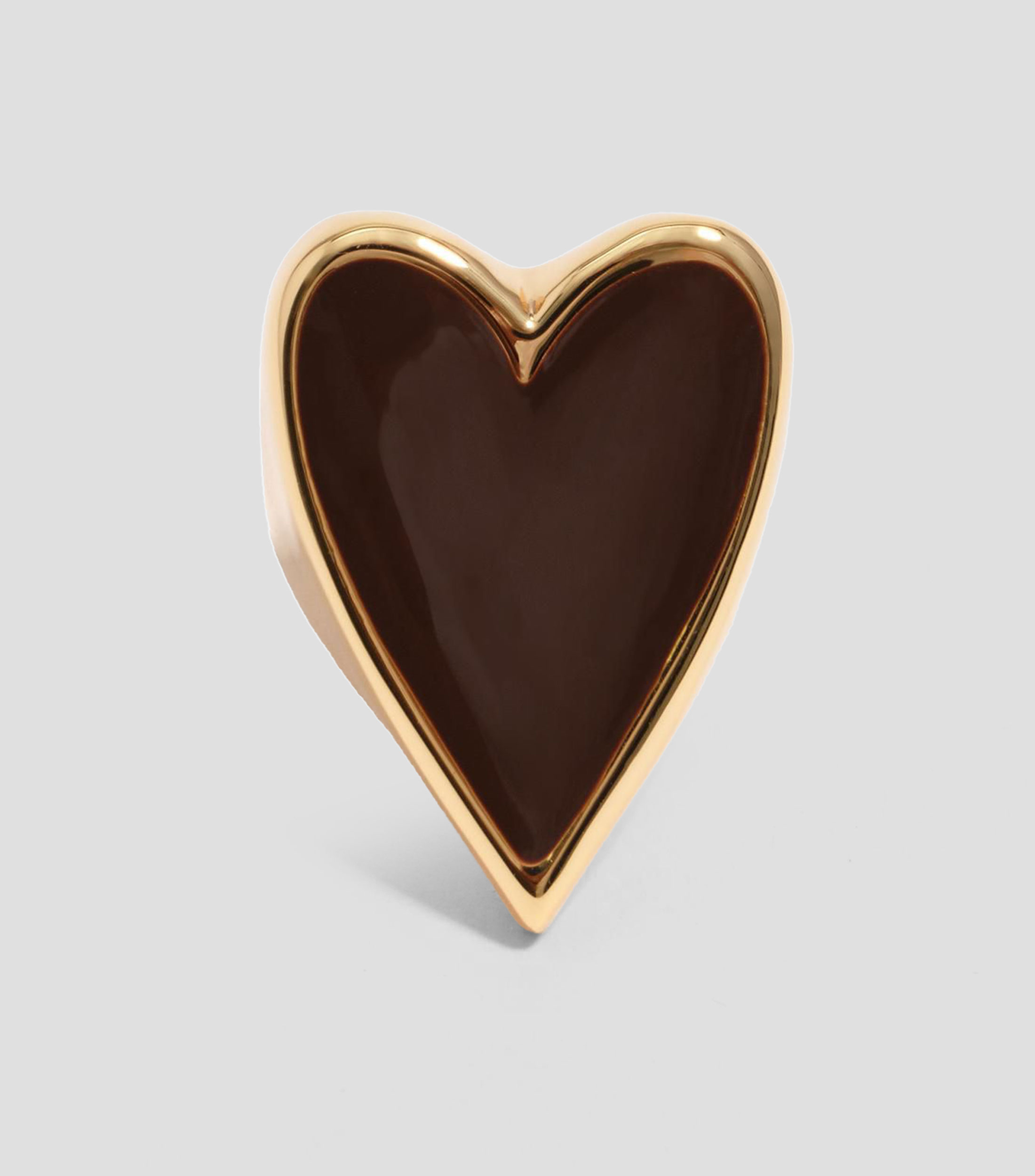 Anillo corazon cafe y dorado Mujer