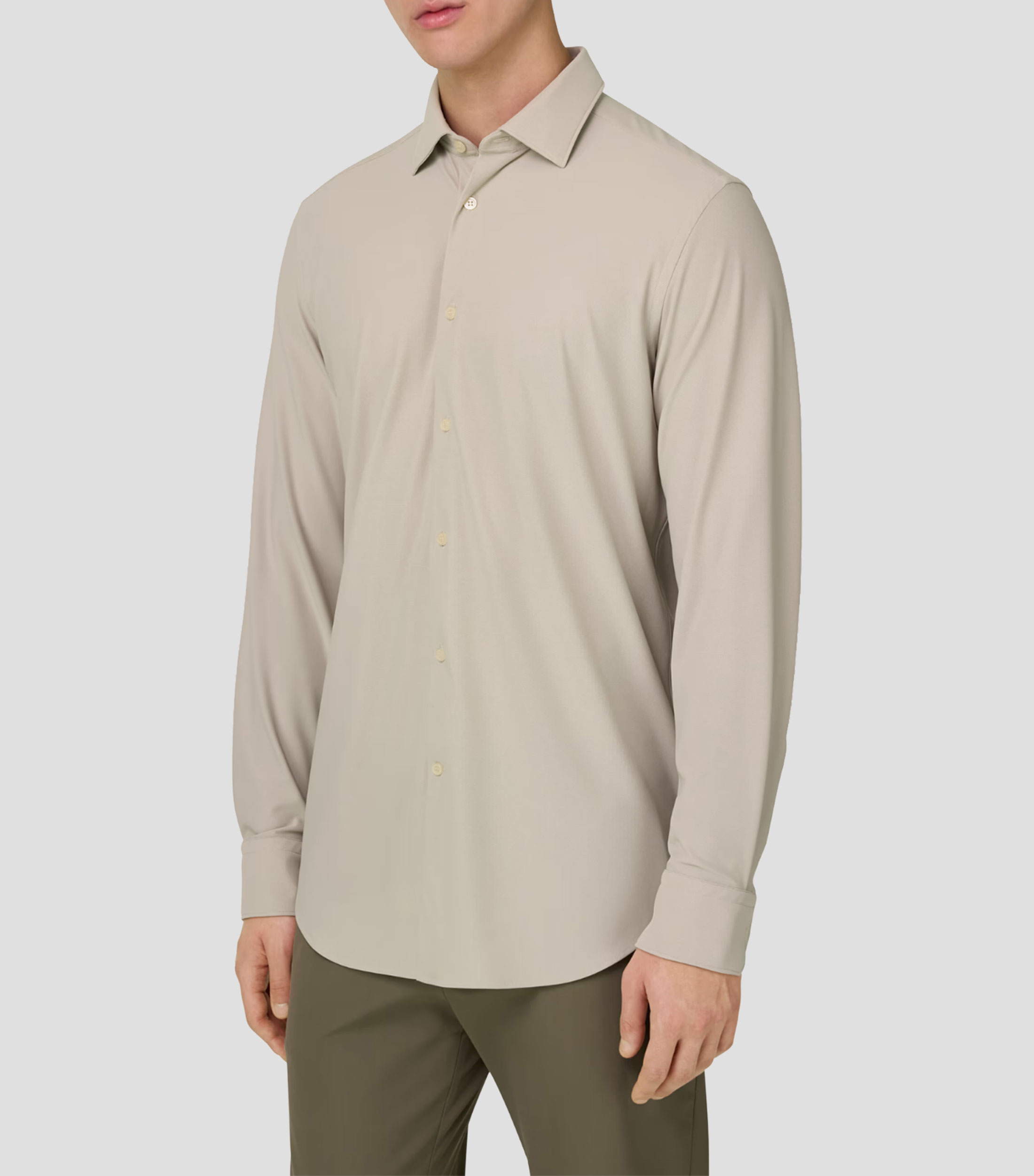 Camisa lisa manga larga Hombre