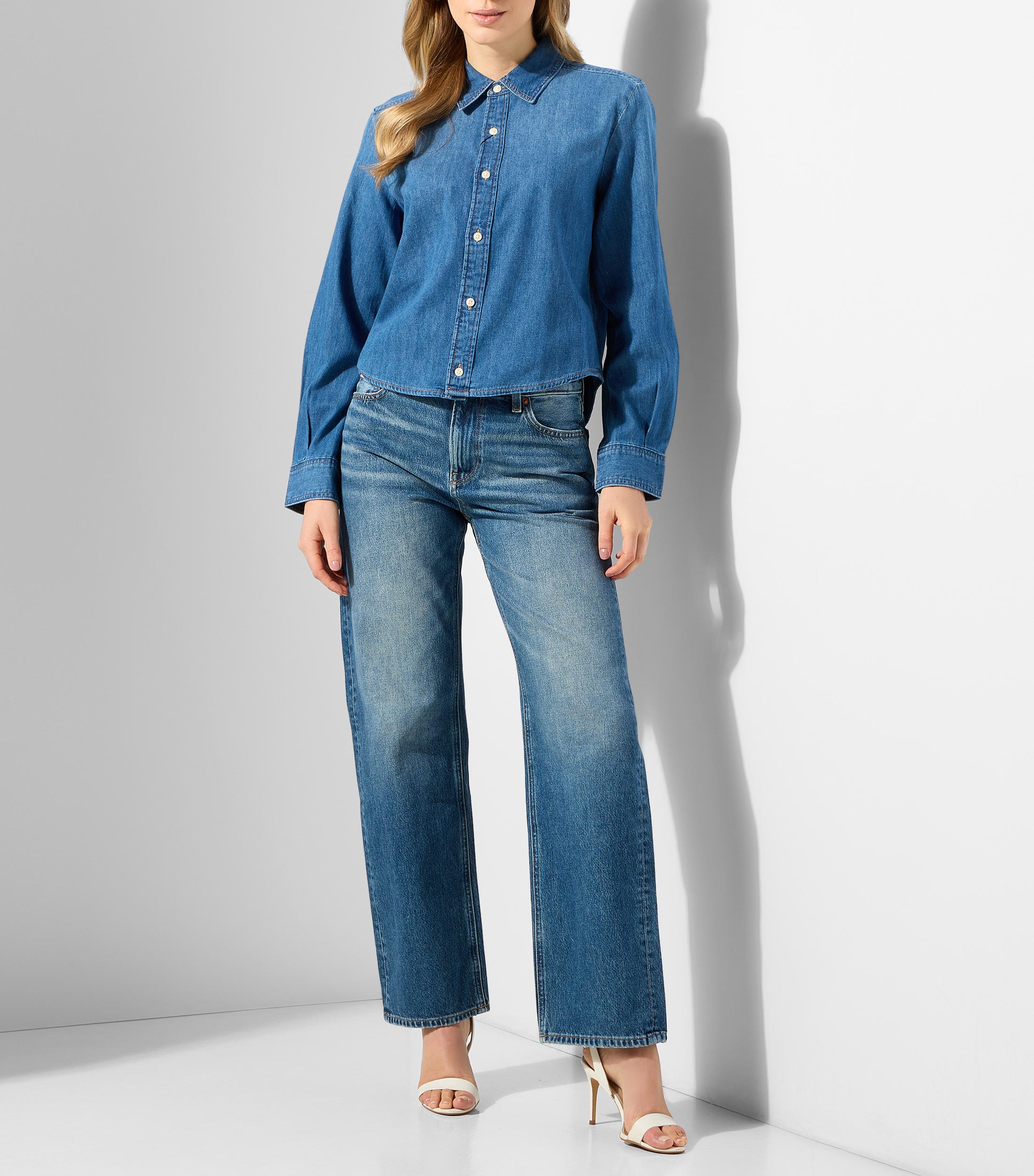 Blusa lisa manga larga Mujer