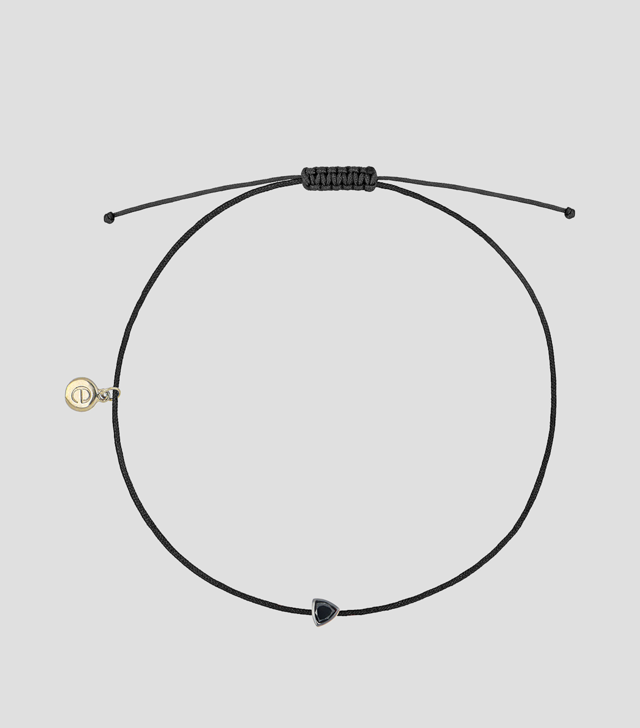 Pulsera negra ajustable con dije en oro amarillo Unisex