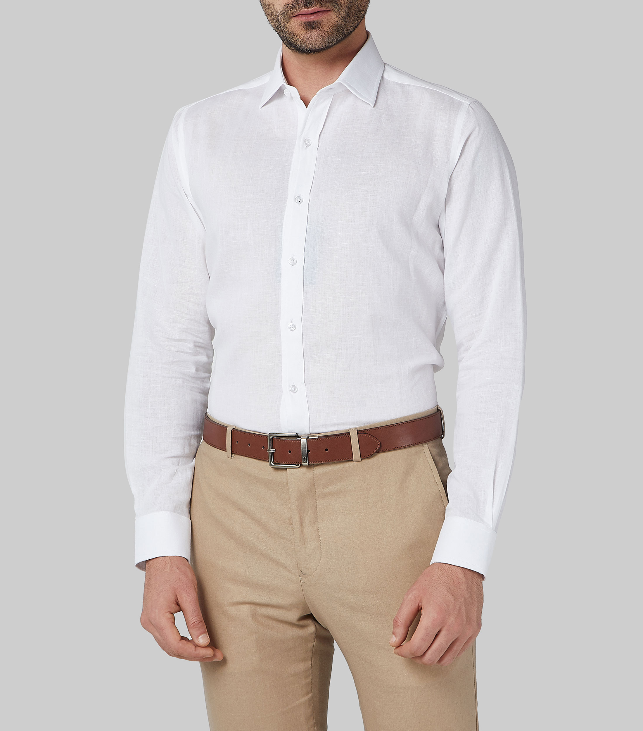 Camisa lisa de manga larga Hombre