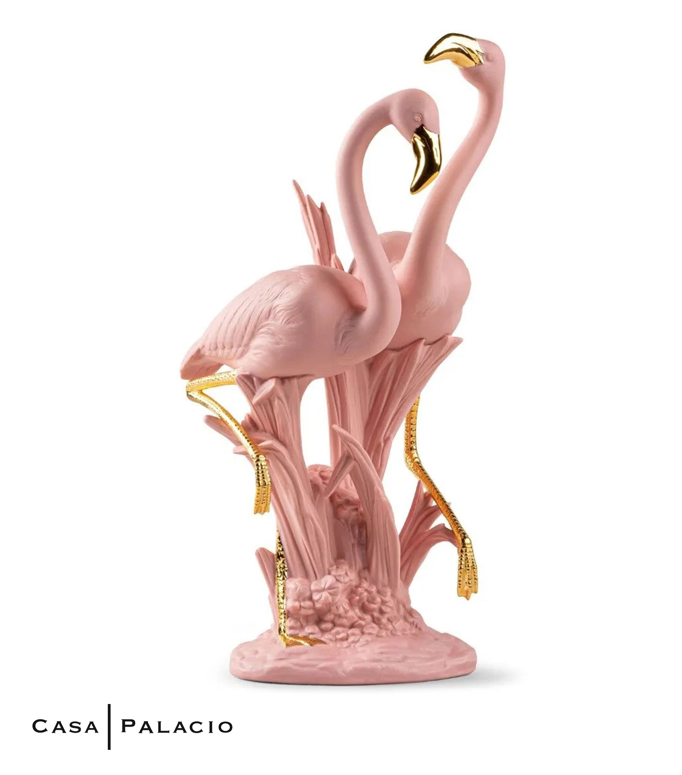 Escultura Flamencos Rosas en Porcelana