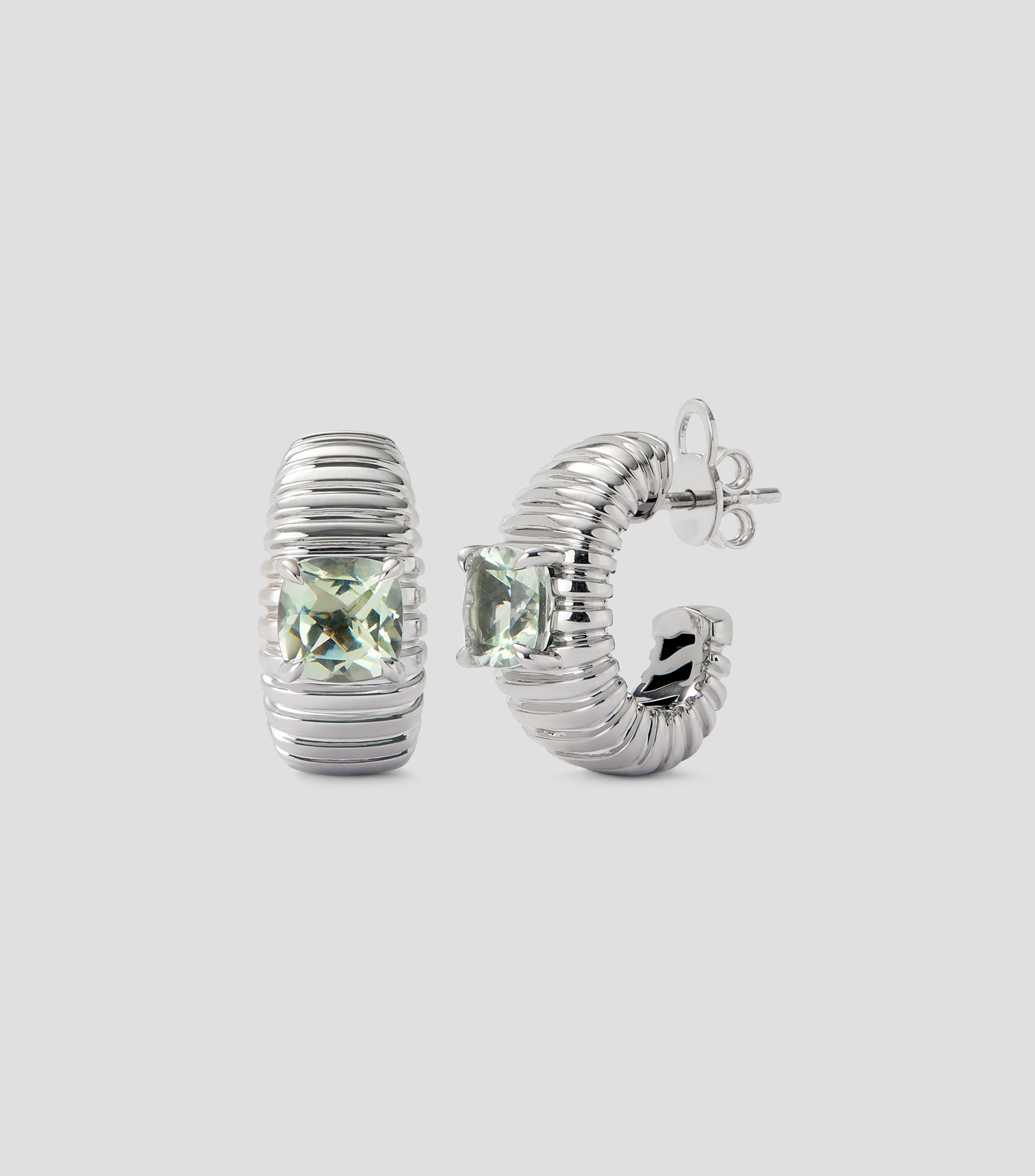 Aretes en plata gallonados con amatista Mujer