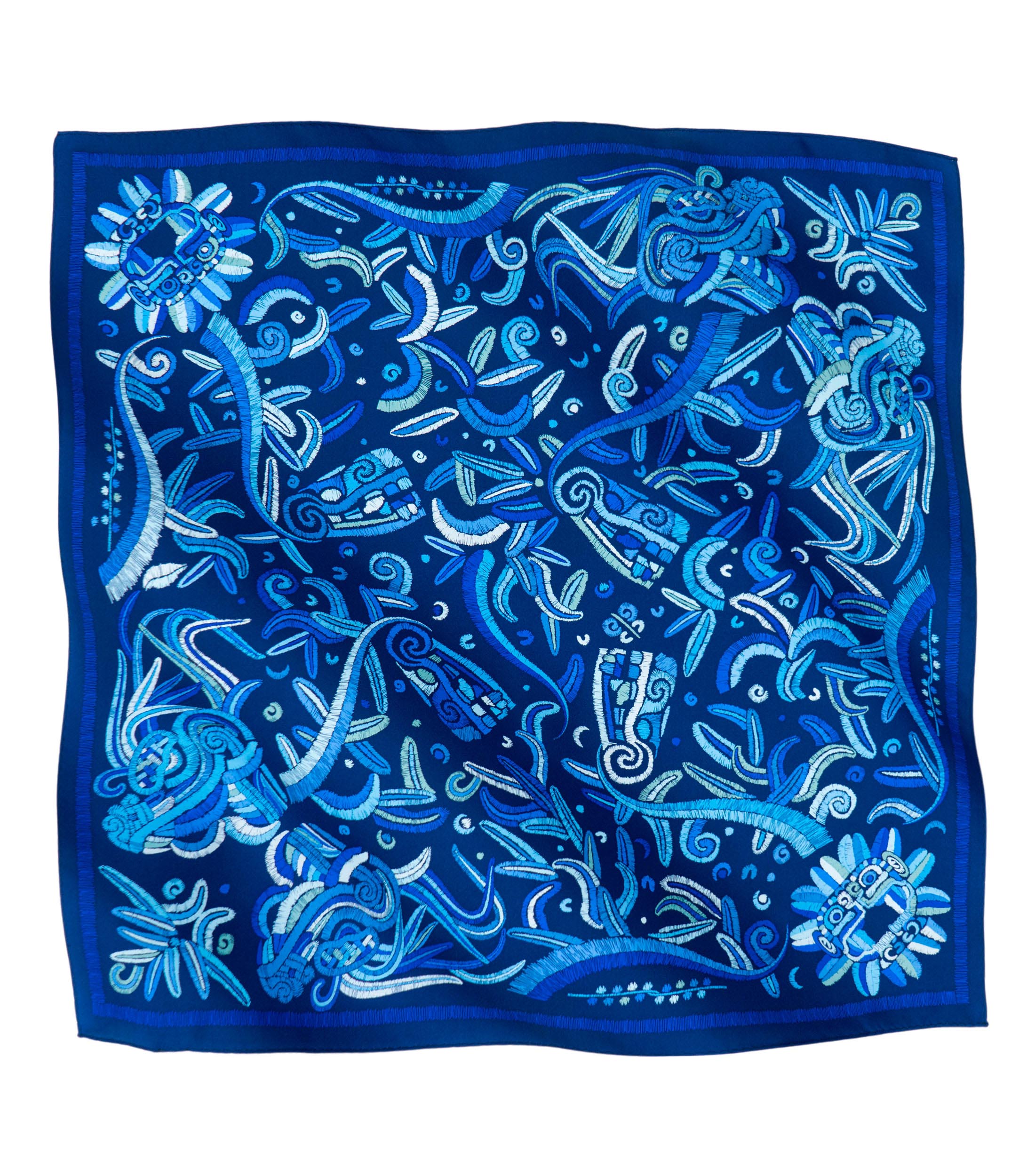 Mascada azul marino Quetzalcóatl Mujer