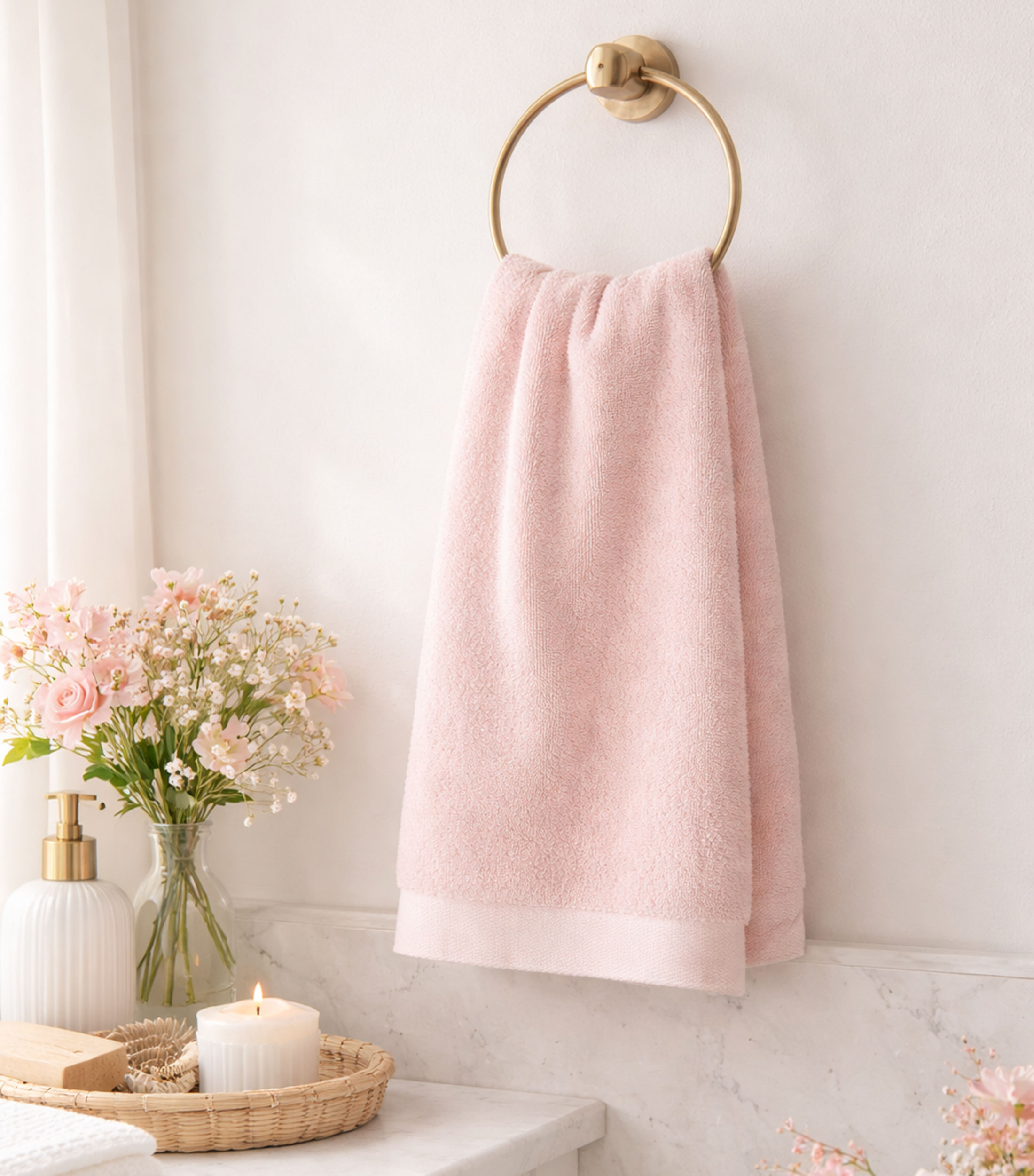 Toalla medio baño rosa