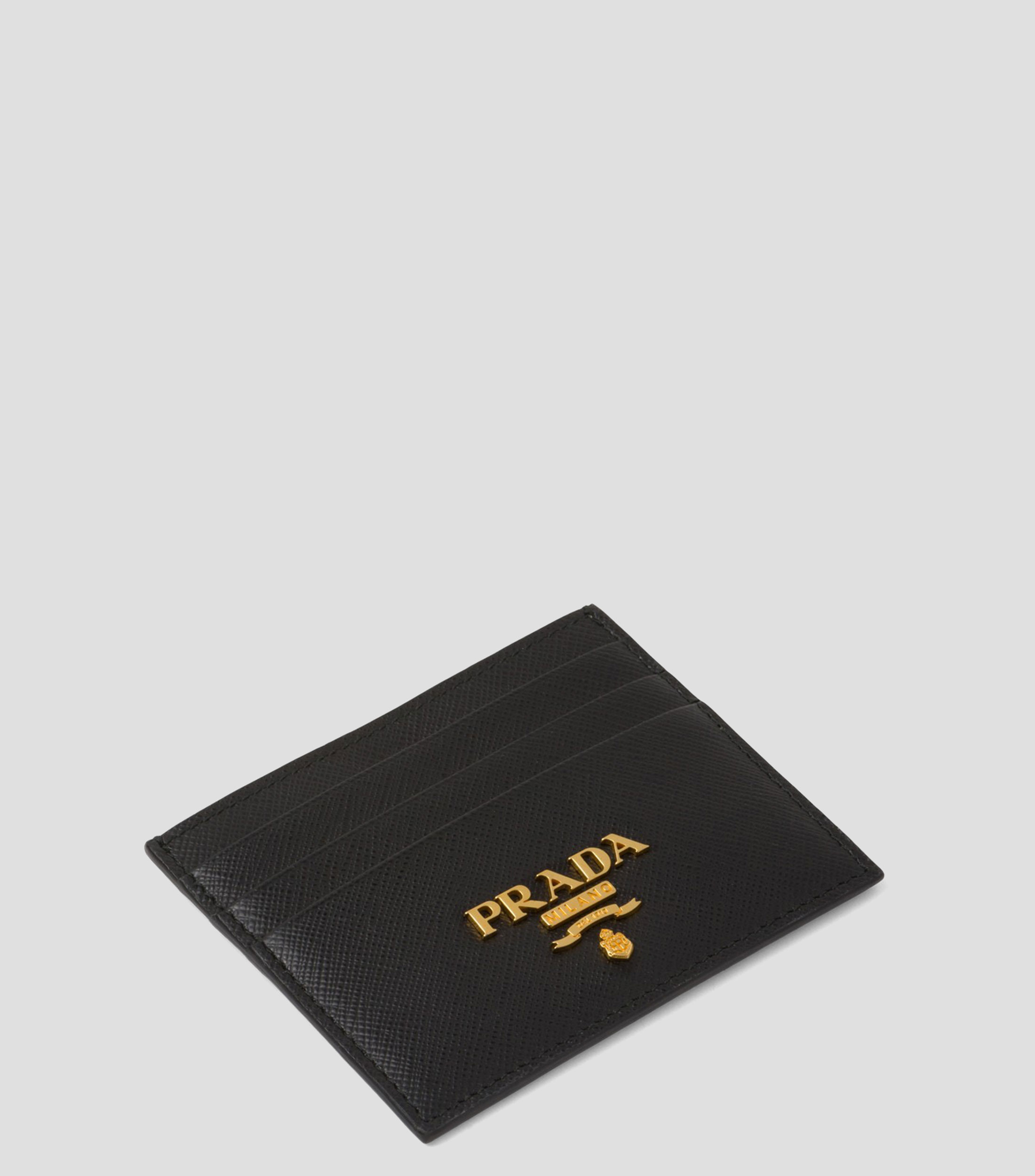 Tarjetero negro en piel Saffiano microdiseño Mujer
