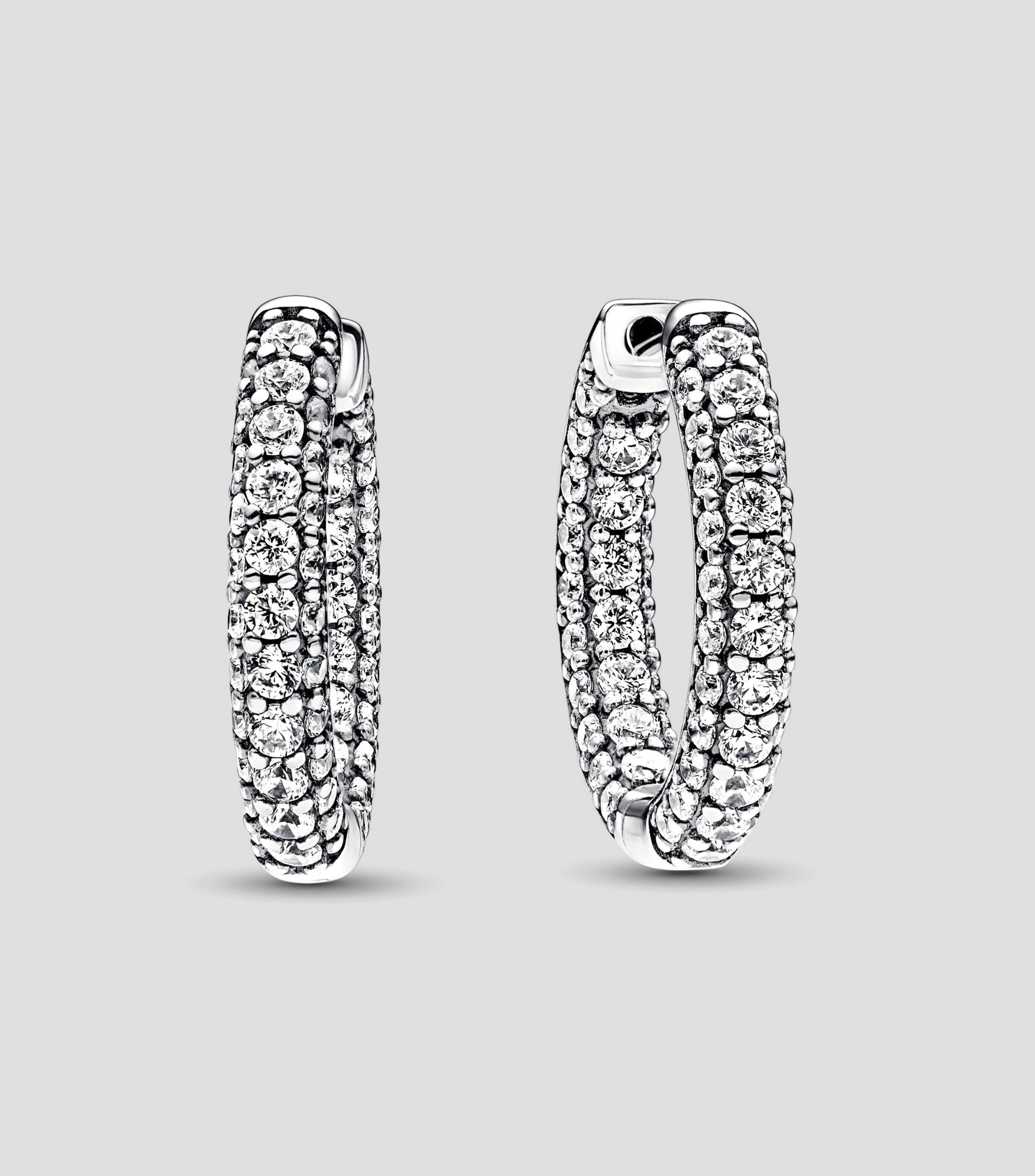 Aretes en plata redondos con incrustaciones Mujer