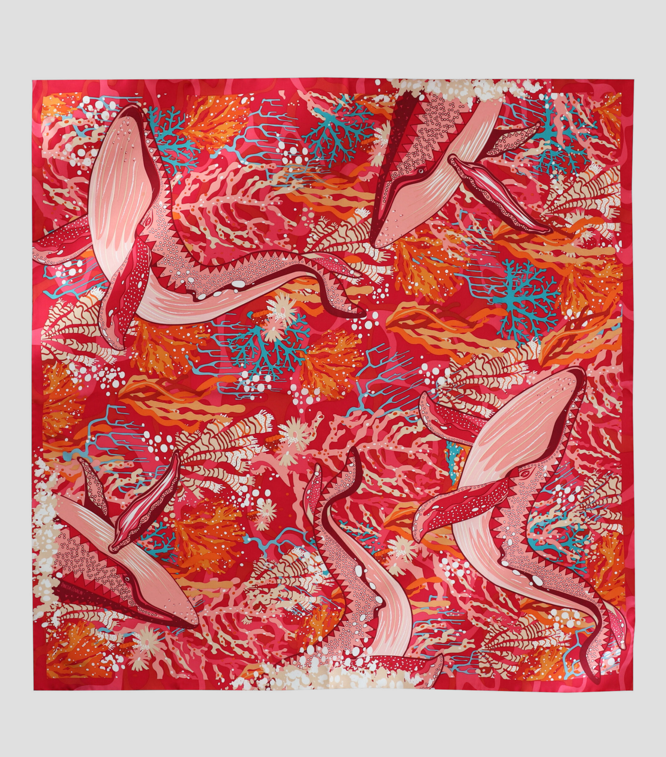 Mascada multicolor con ballenas Mujer