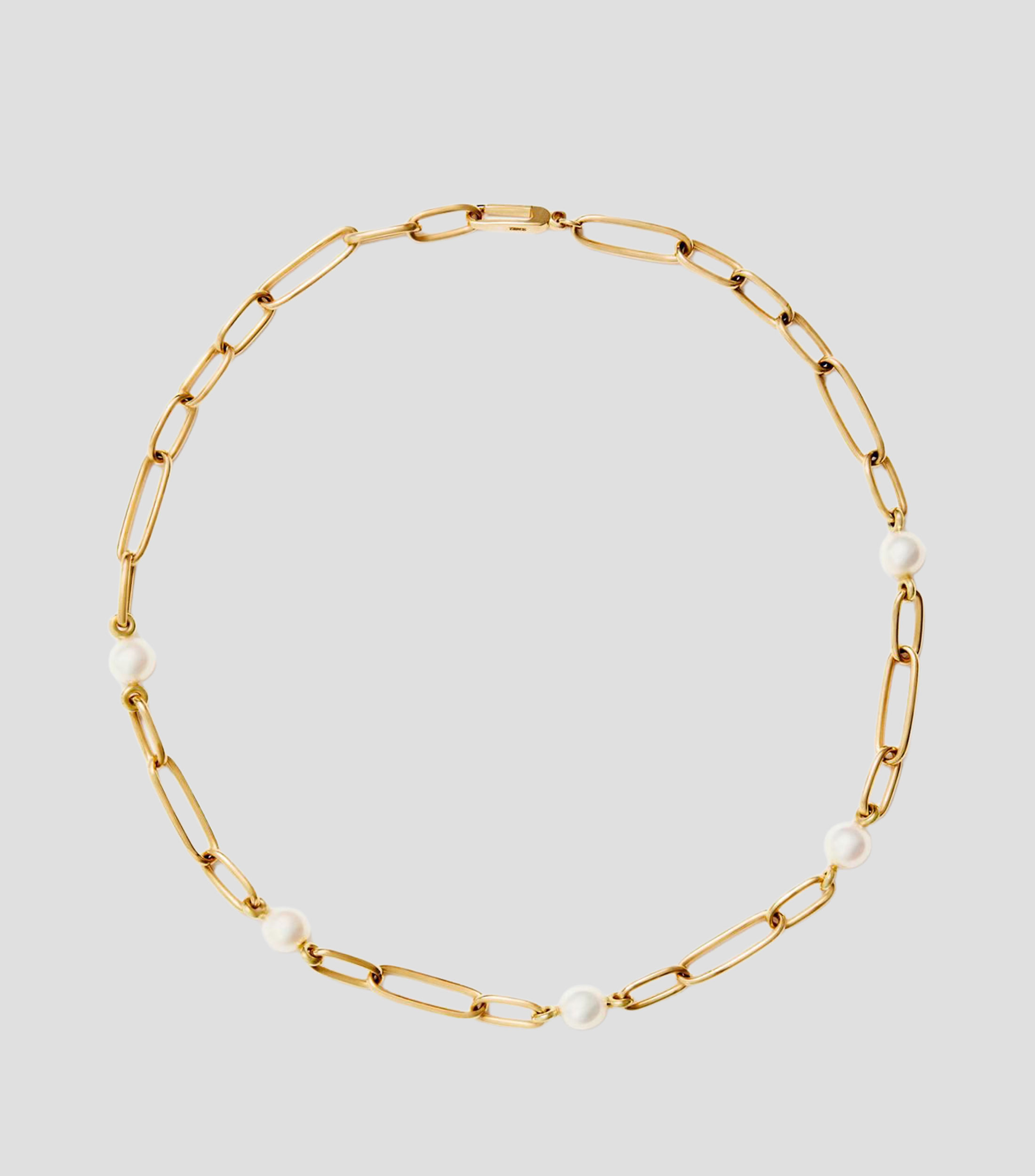 Collar de eslabones en Oro amarillo de 18 Kilates con 5 perlas Mujer