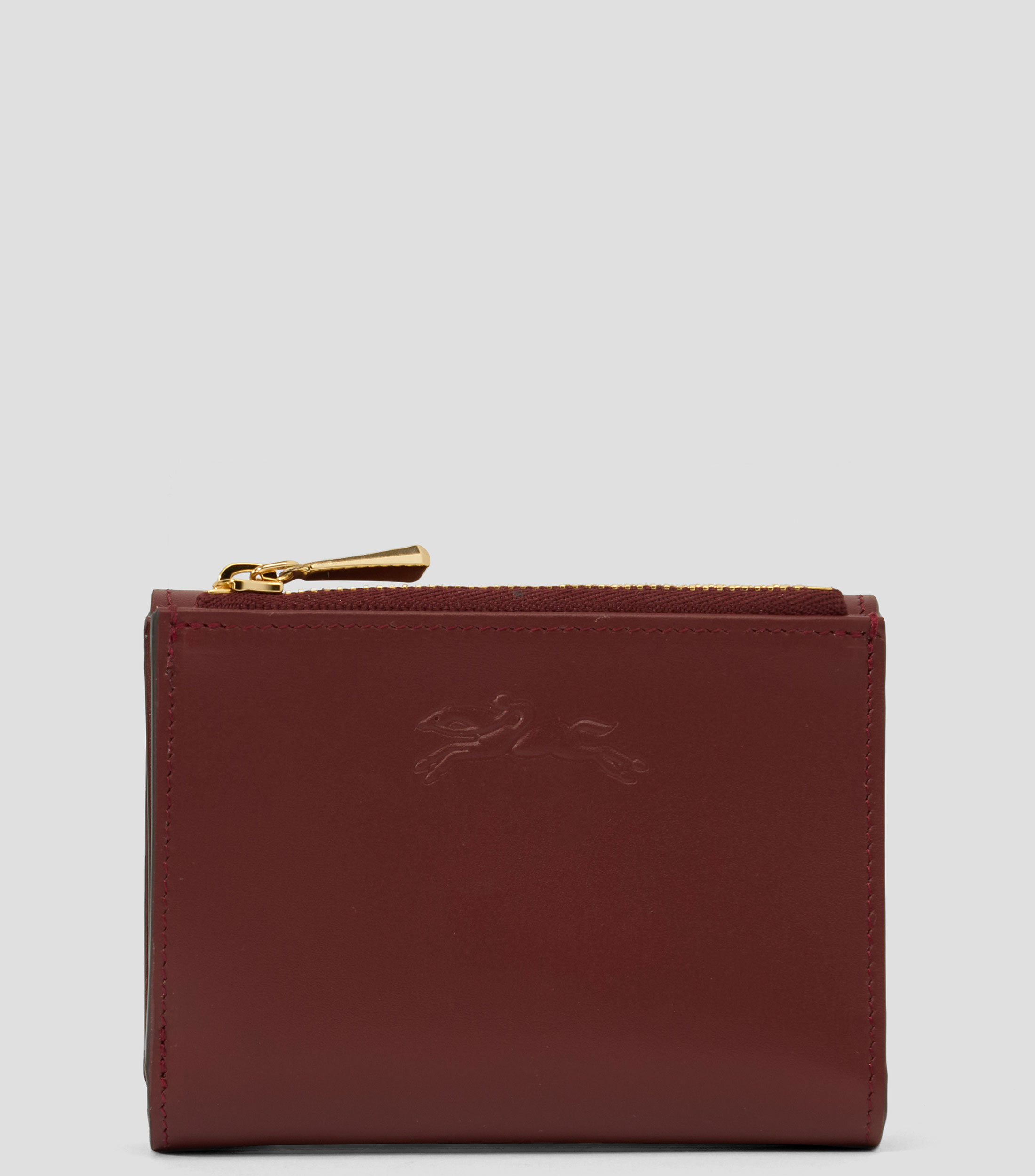 Cartera vino en piel Épure lisa Mujer