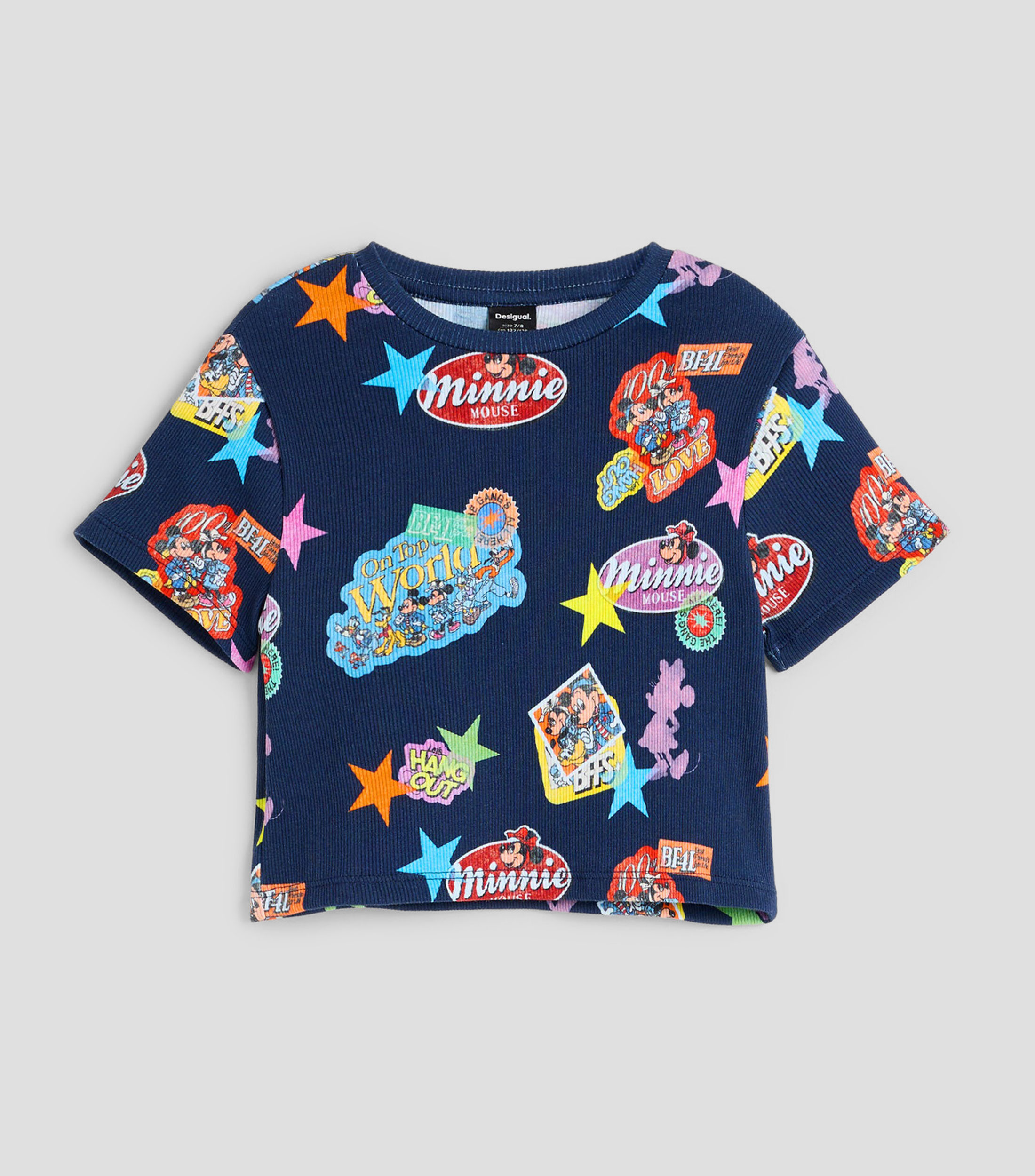 Playera cuello redondo manga corta con estampado Niña
