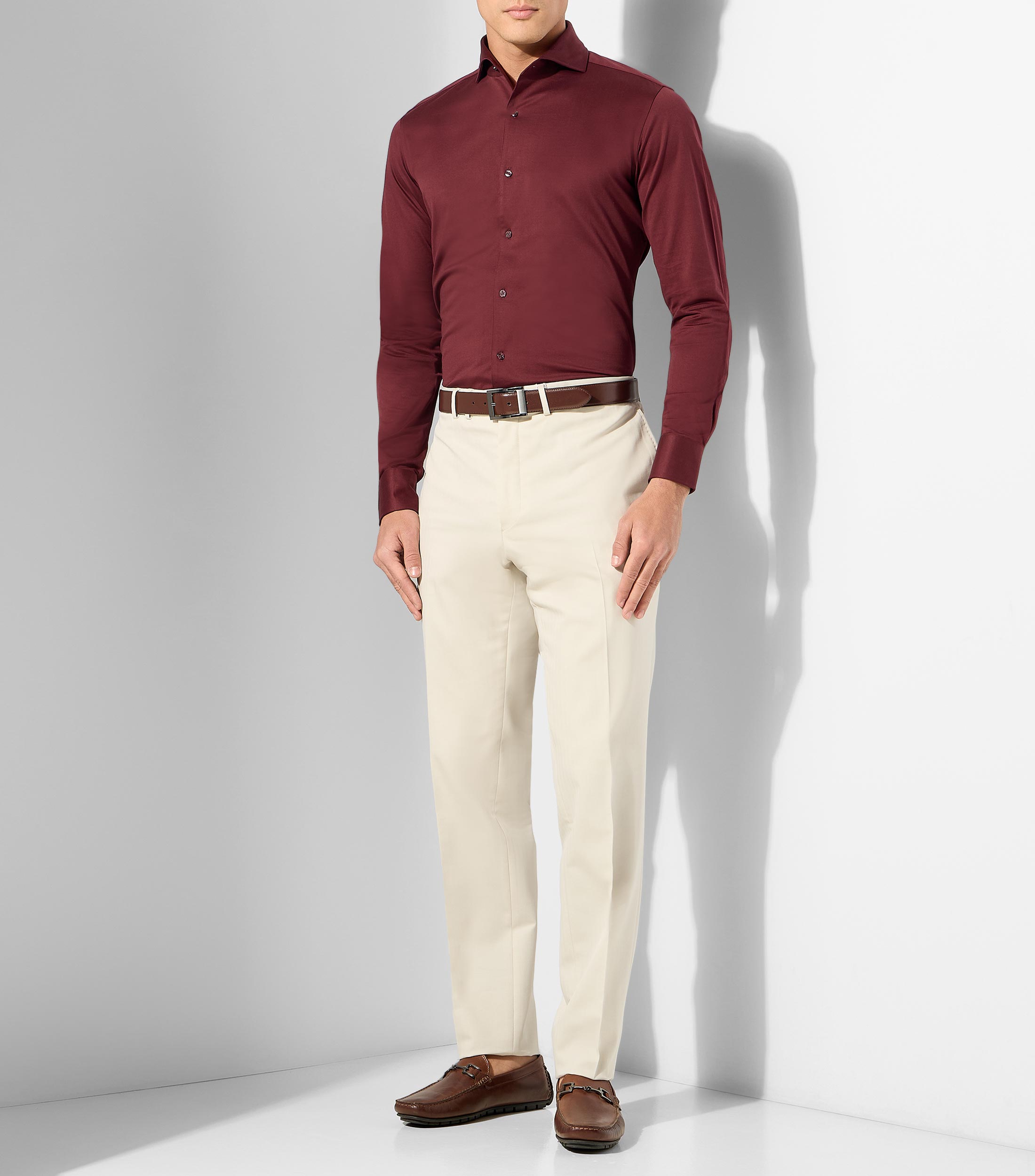 Camisa liso manga larga Hombre