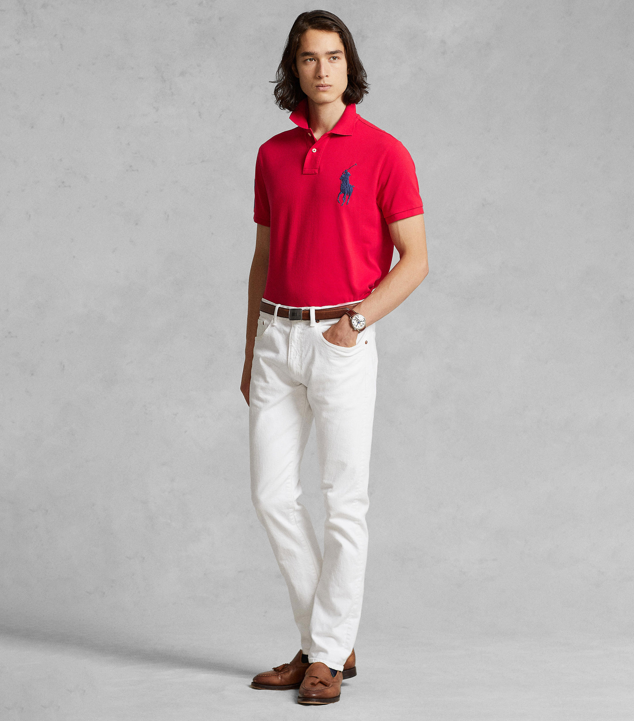 Playera tipo polo manga corta diseño sólido Hombre
