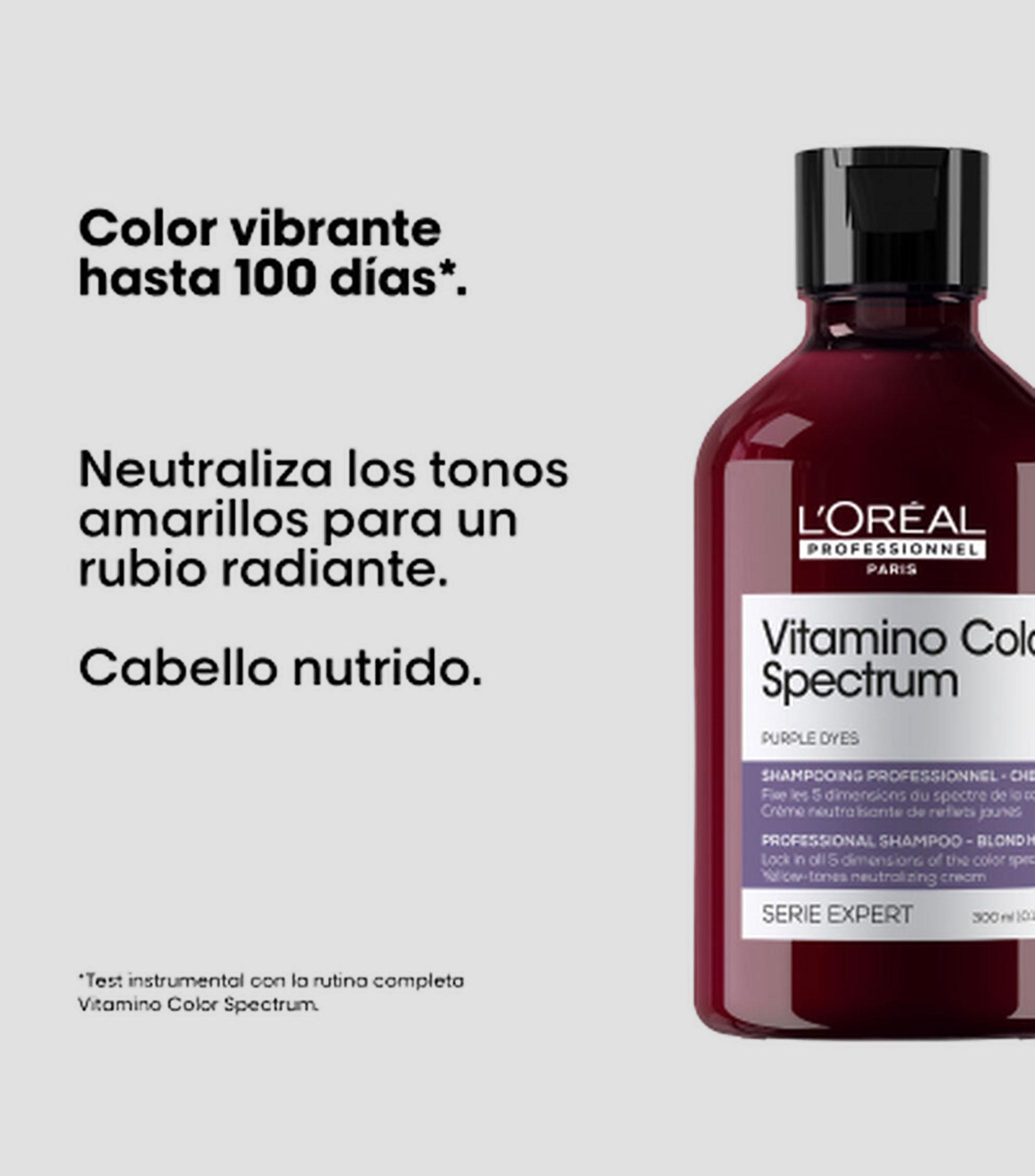 Shampoo Vitamino Color Spectru Tintes morados para neutralizar tonos amarillos, 300 ml