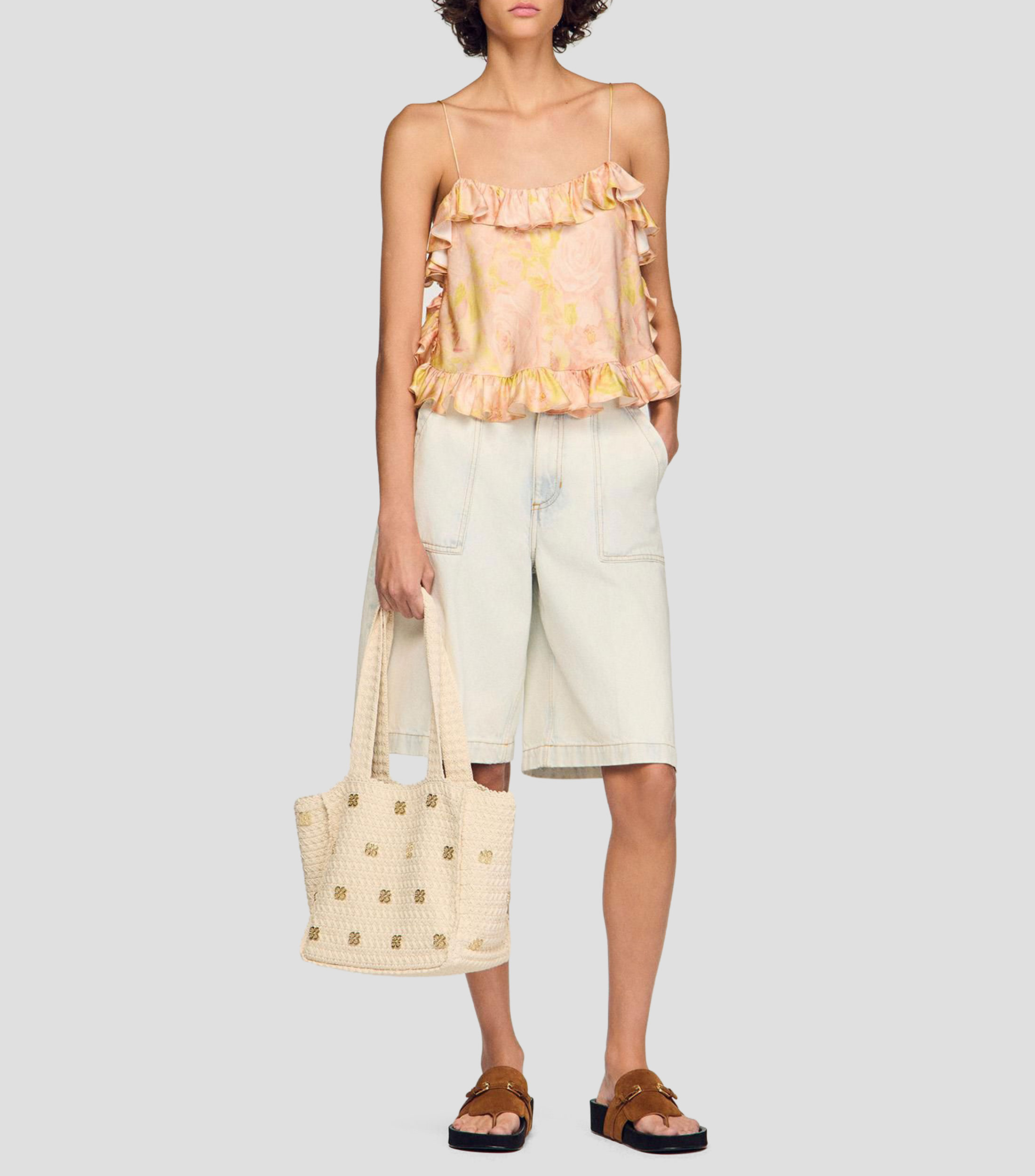 Blusa estampada sin mangas Mujer