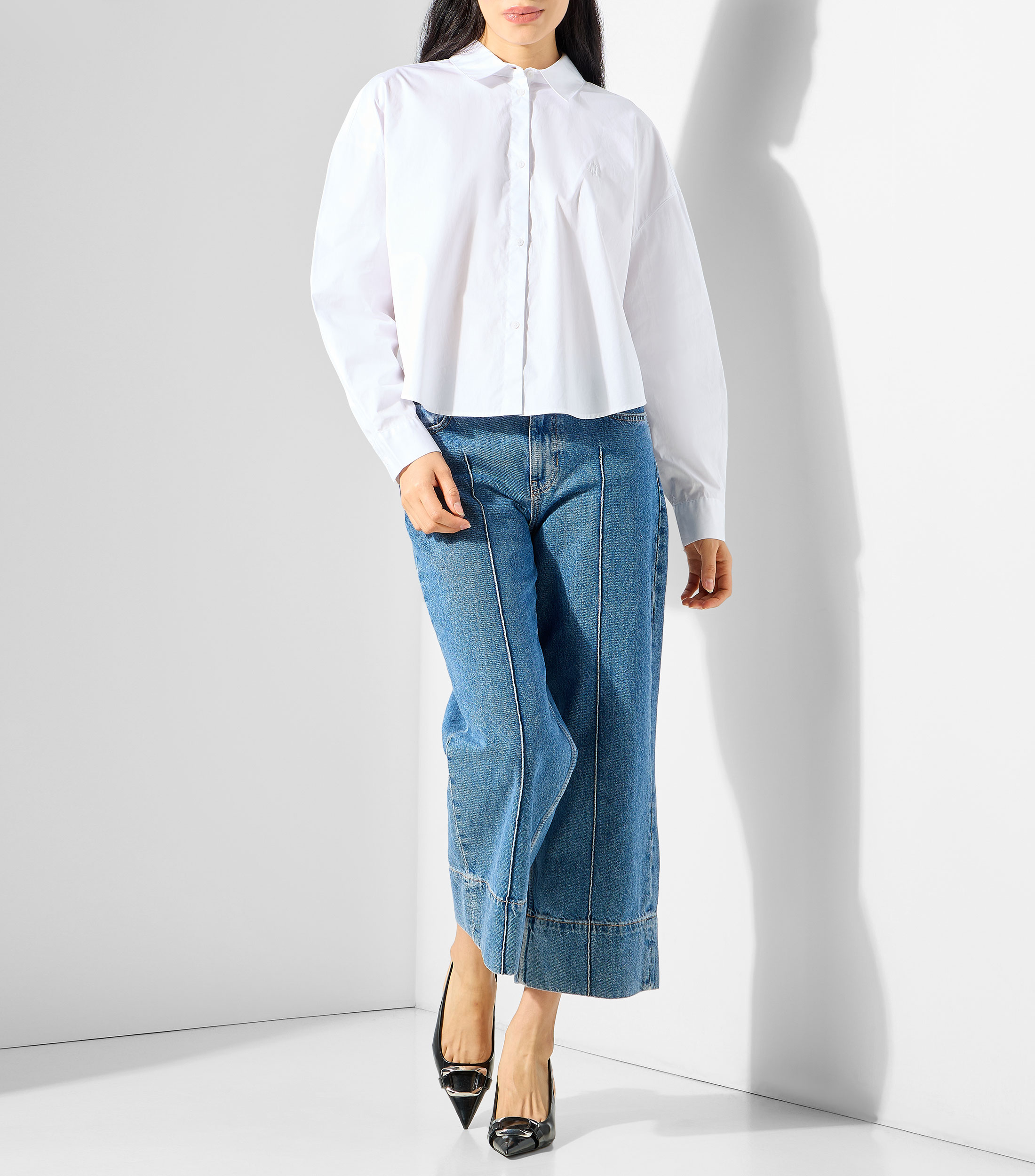 Camisa lisa manga larga Mujer