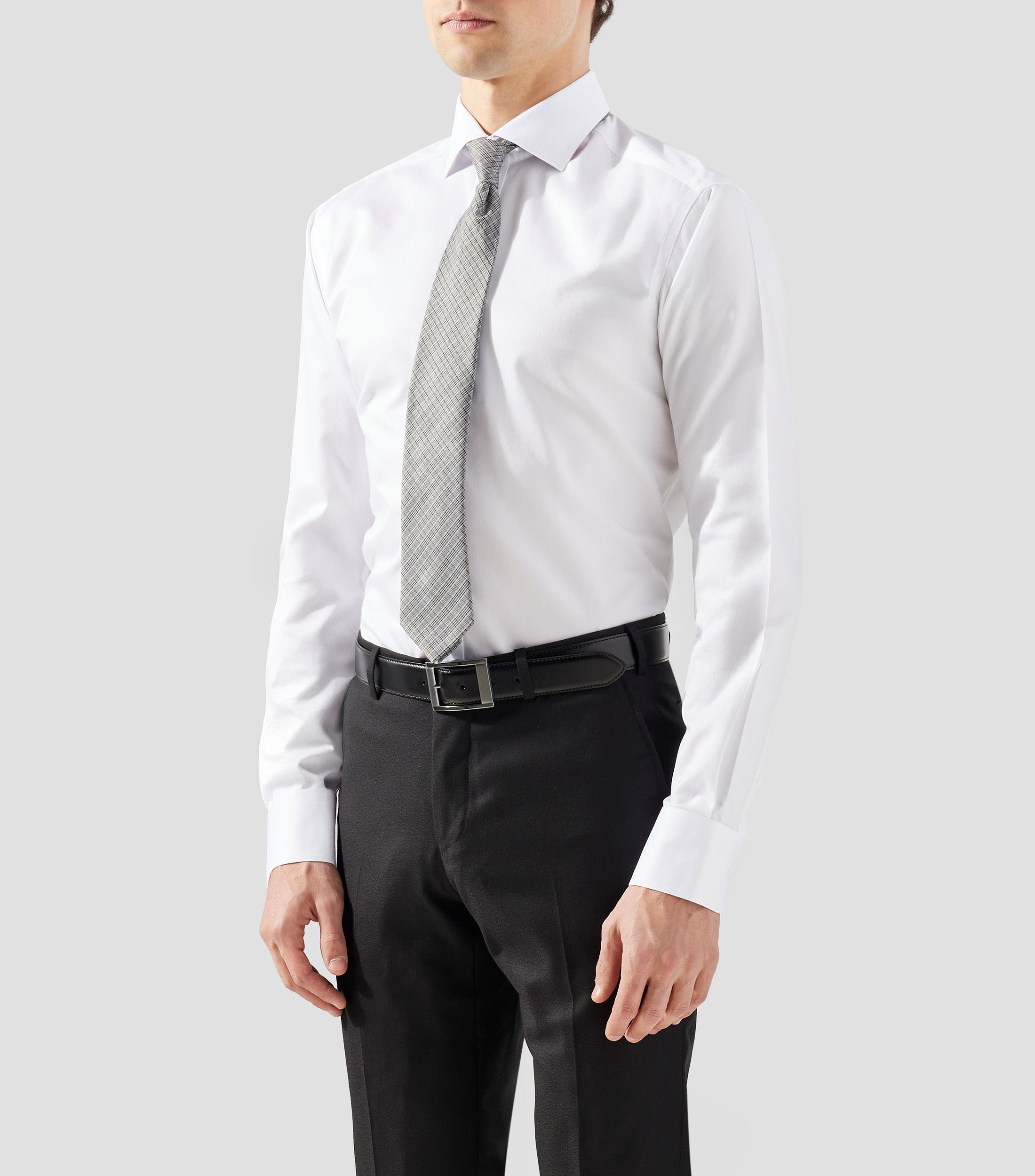 Camisa de vestir lisa manga larga Hombre
