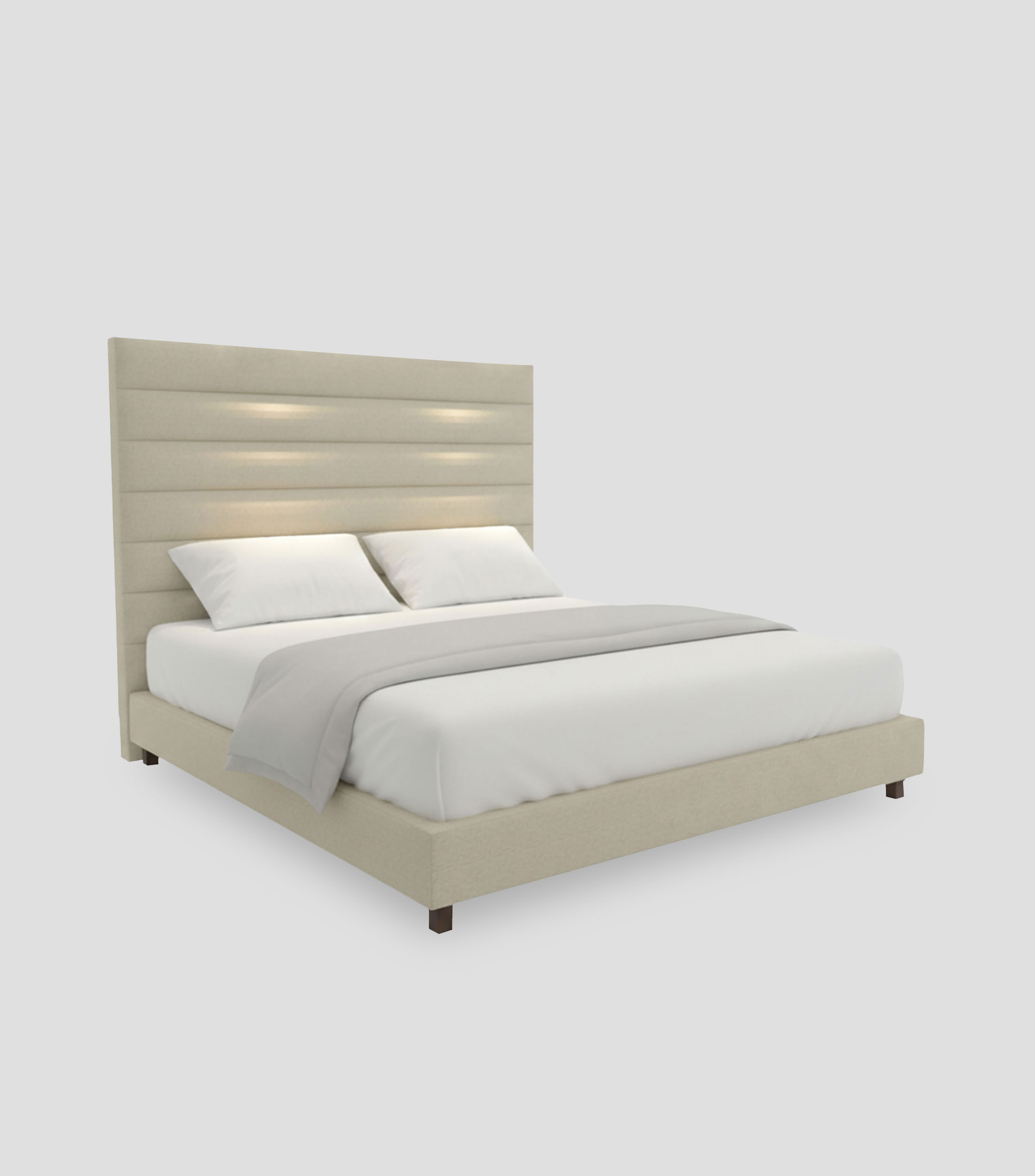 Cama King Size Ribbed V latte en madera