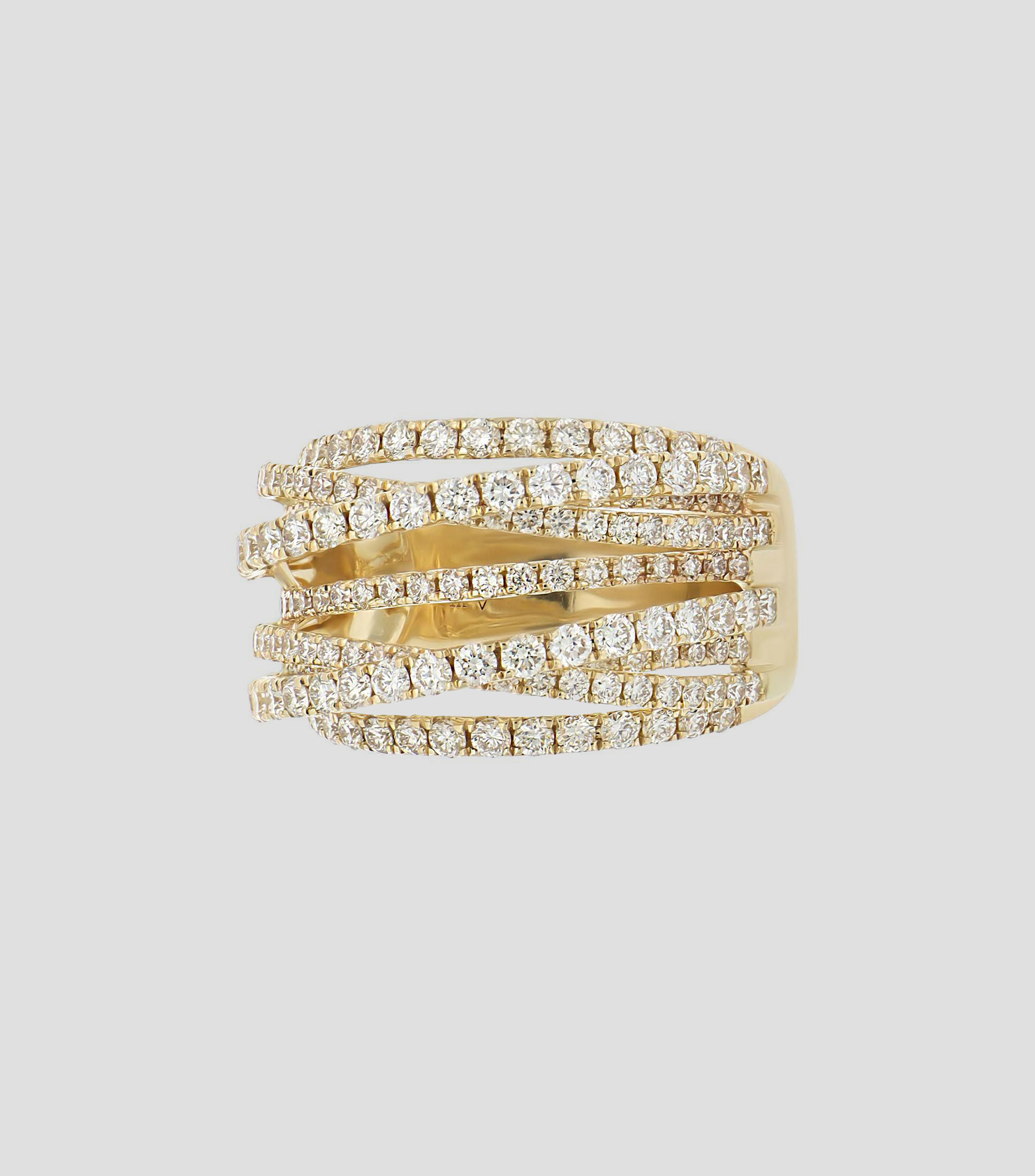 Anillo en oro amarillo de 14 kilates con diamantes Mujer