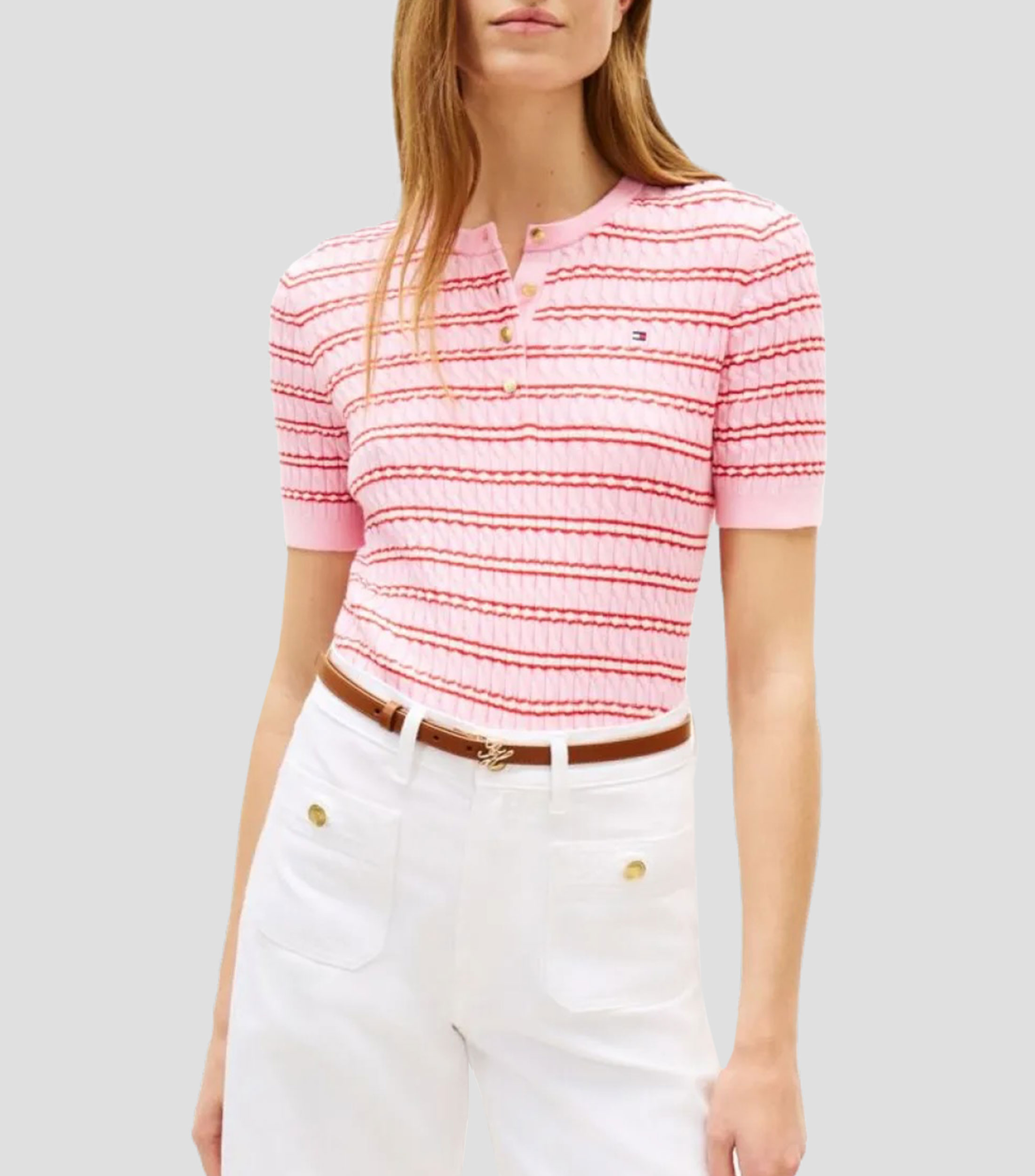 Blusa a rayas manga corta Mujer