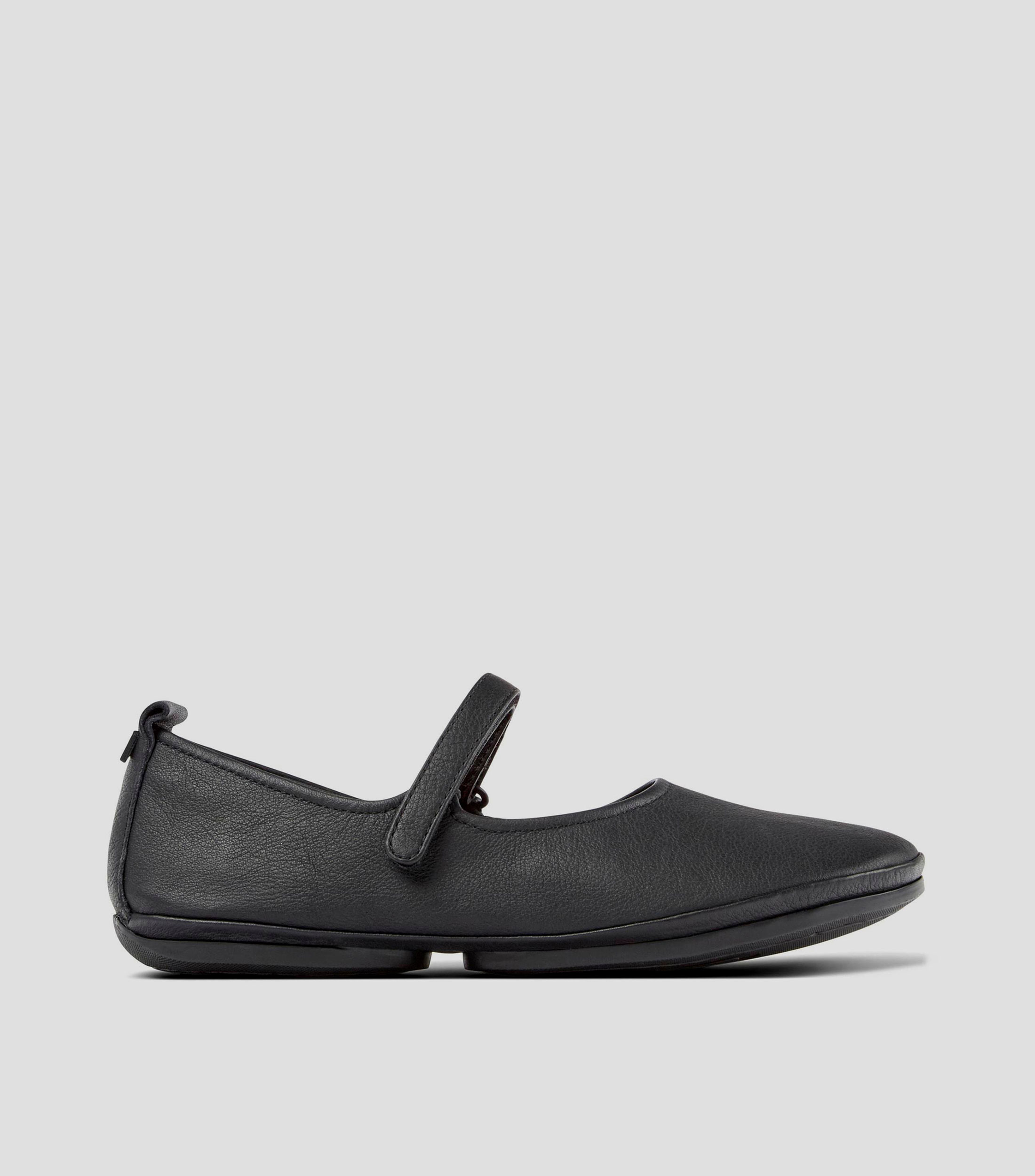 Flats en piel vacuna semigranulado Mujer