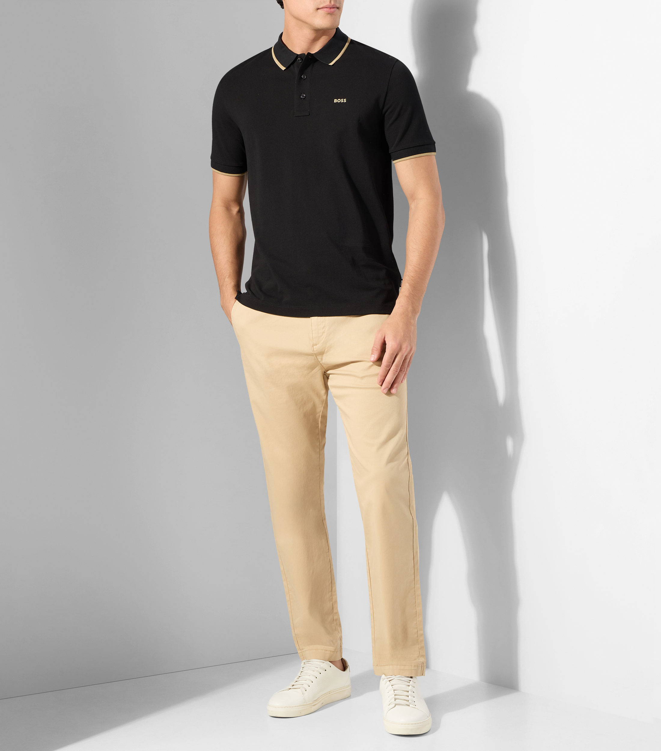Polo de piqué de algodón con detalles en contraste Hombre