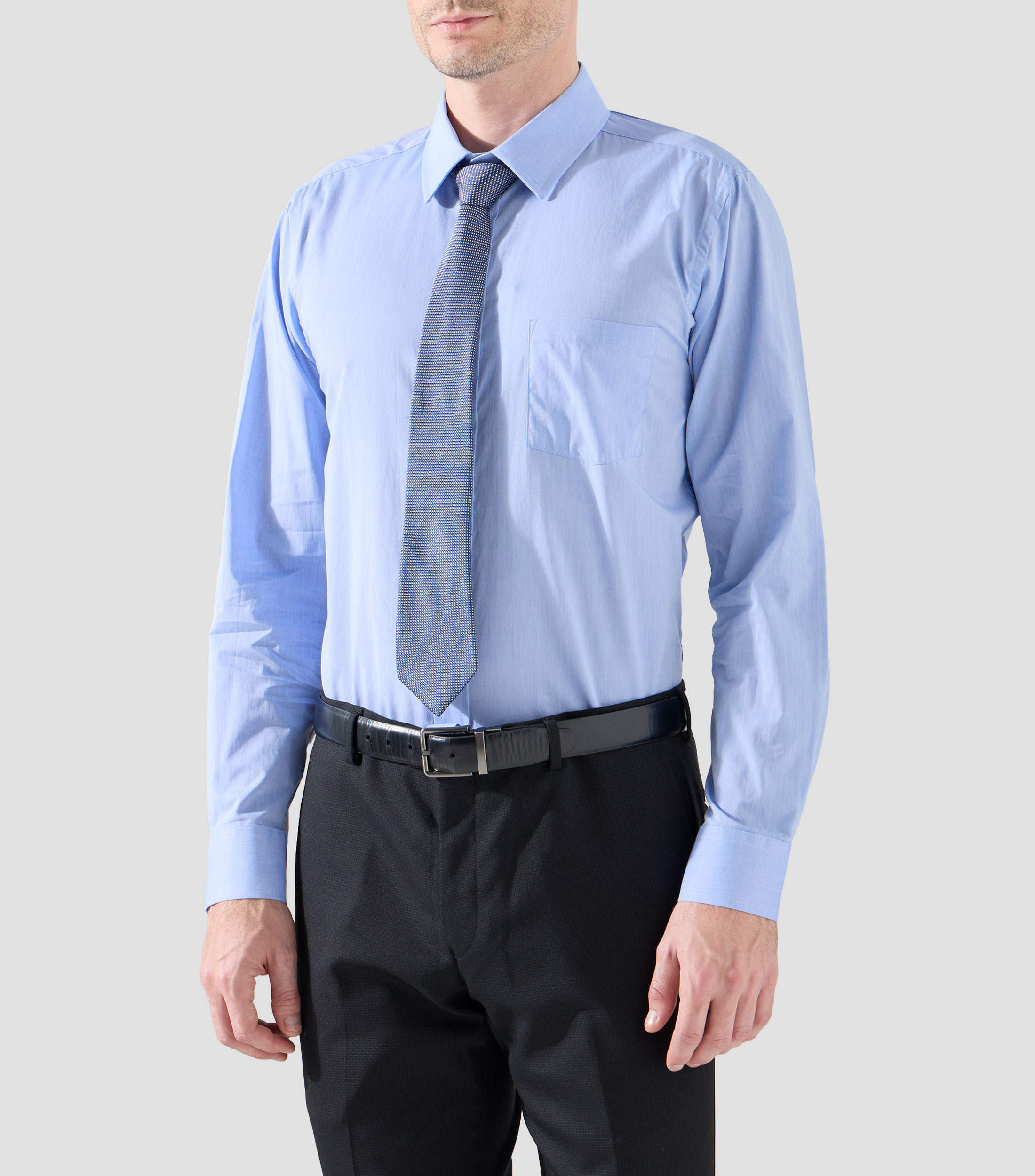 Camisa lisa manga larga Hombre
