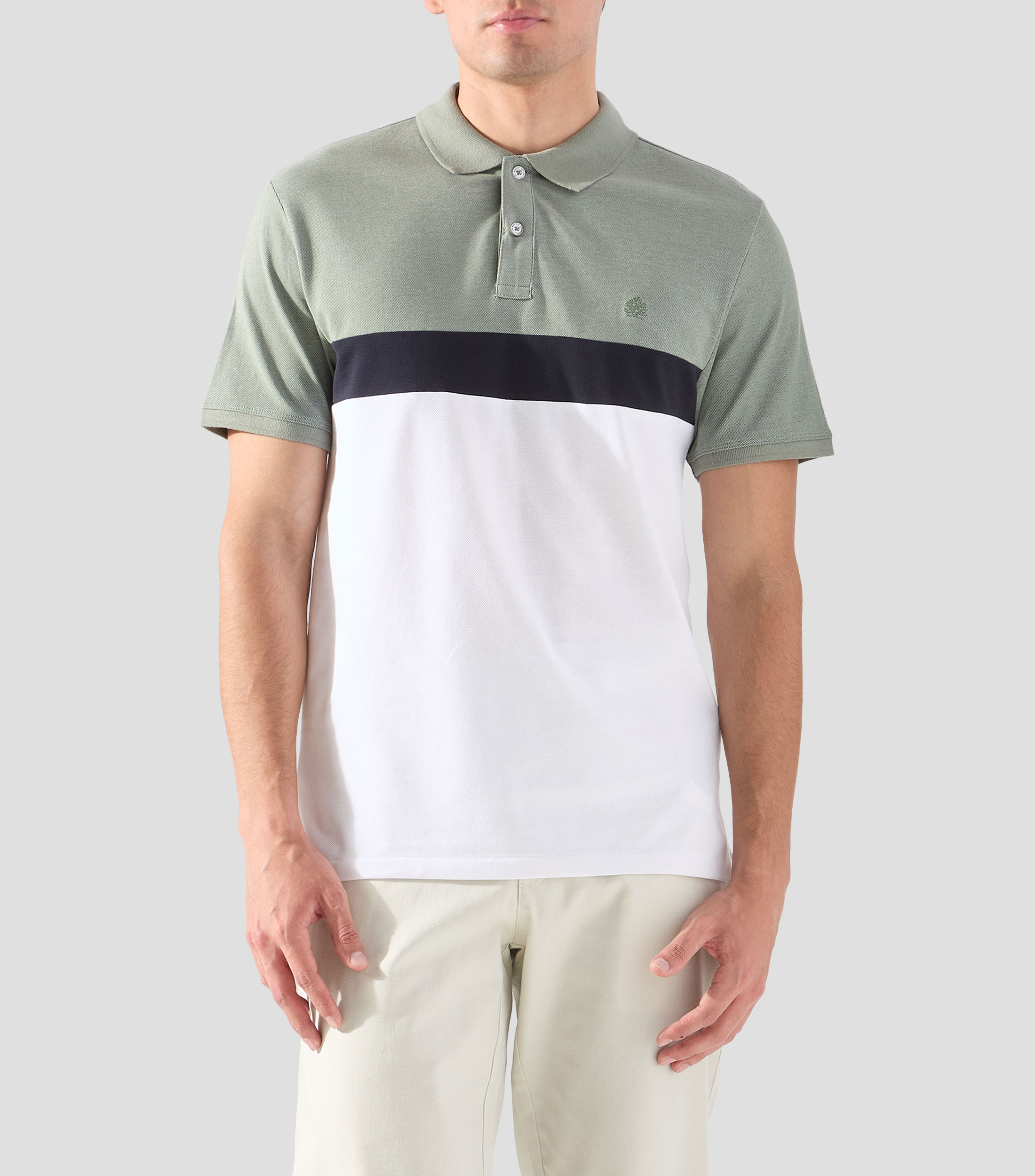 Playera tipo Polo manga corta con franja Hombre