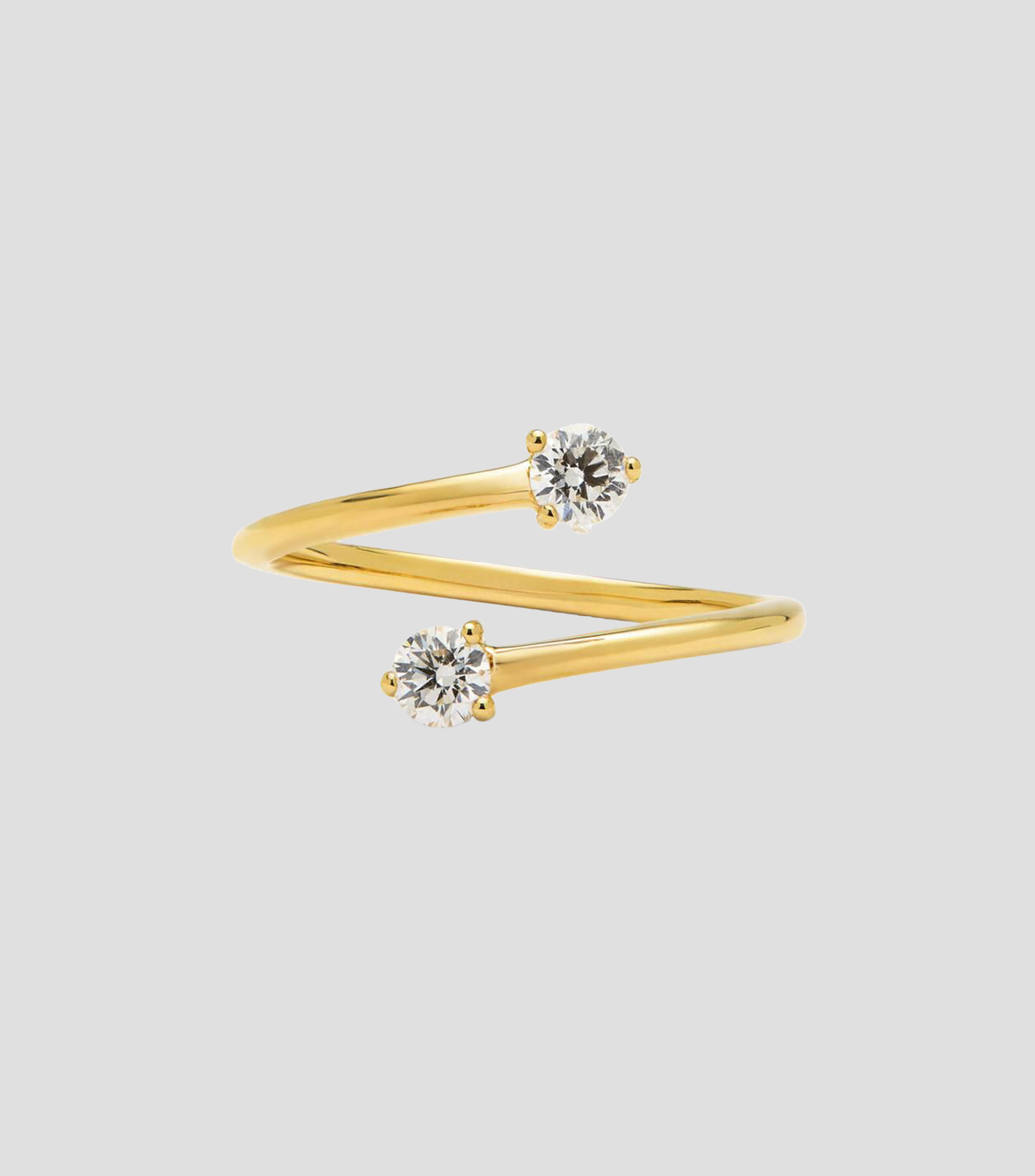 Anillo tú y yo en Oro amarillo de 18 Kilates con 2 diamantes en talla brillante Mujer