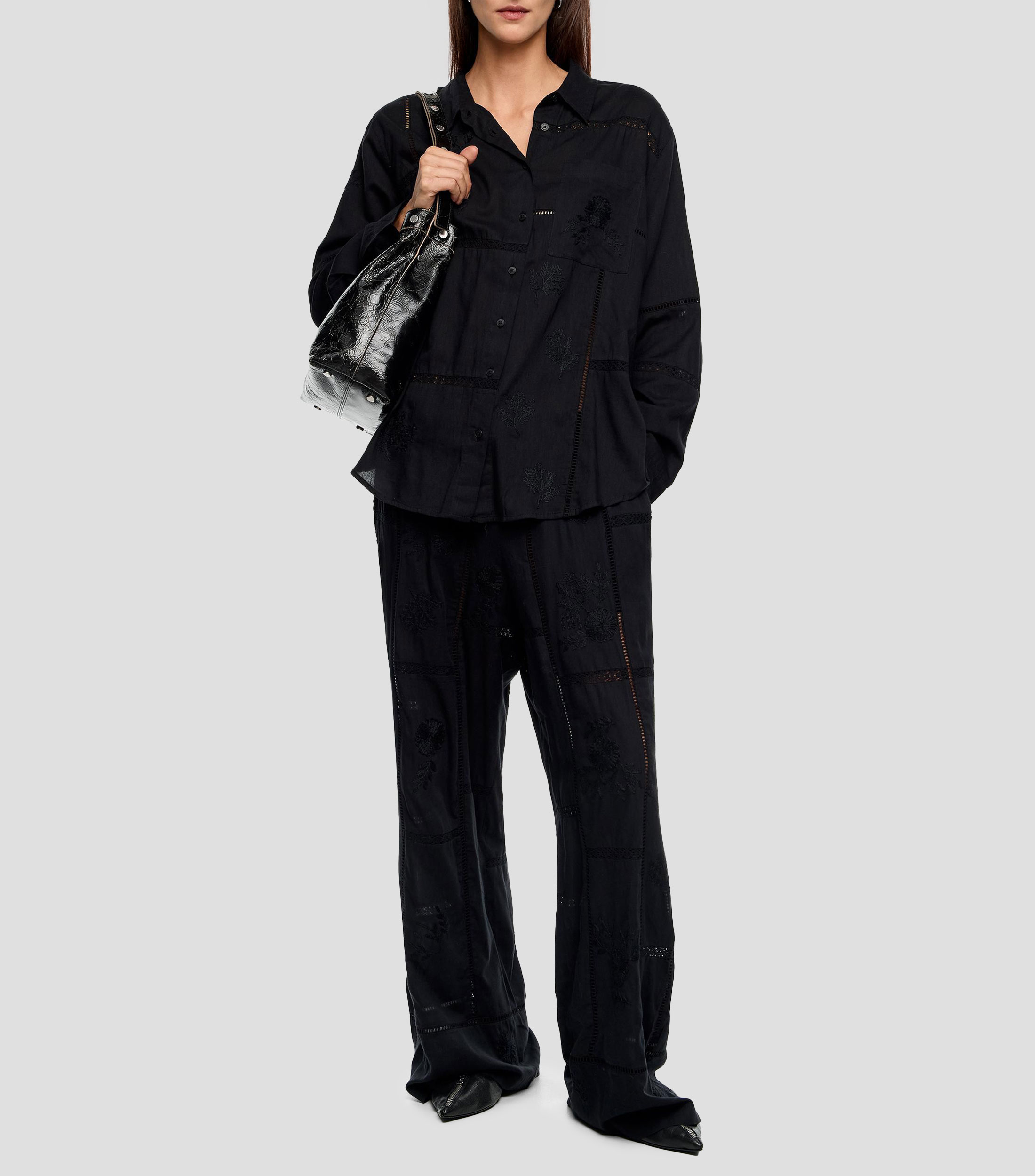 Camisa bordados a tono Mujer