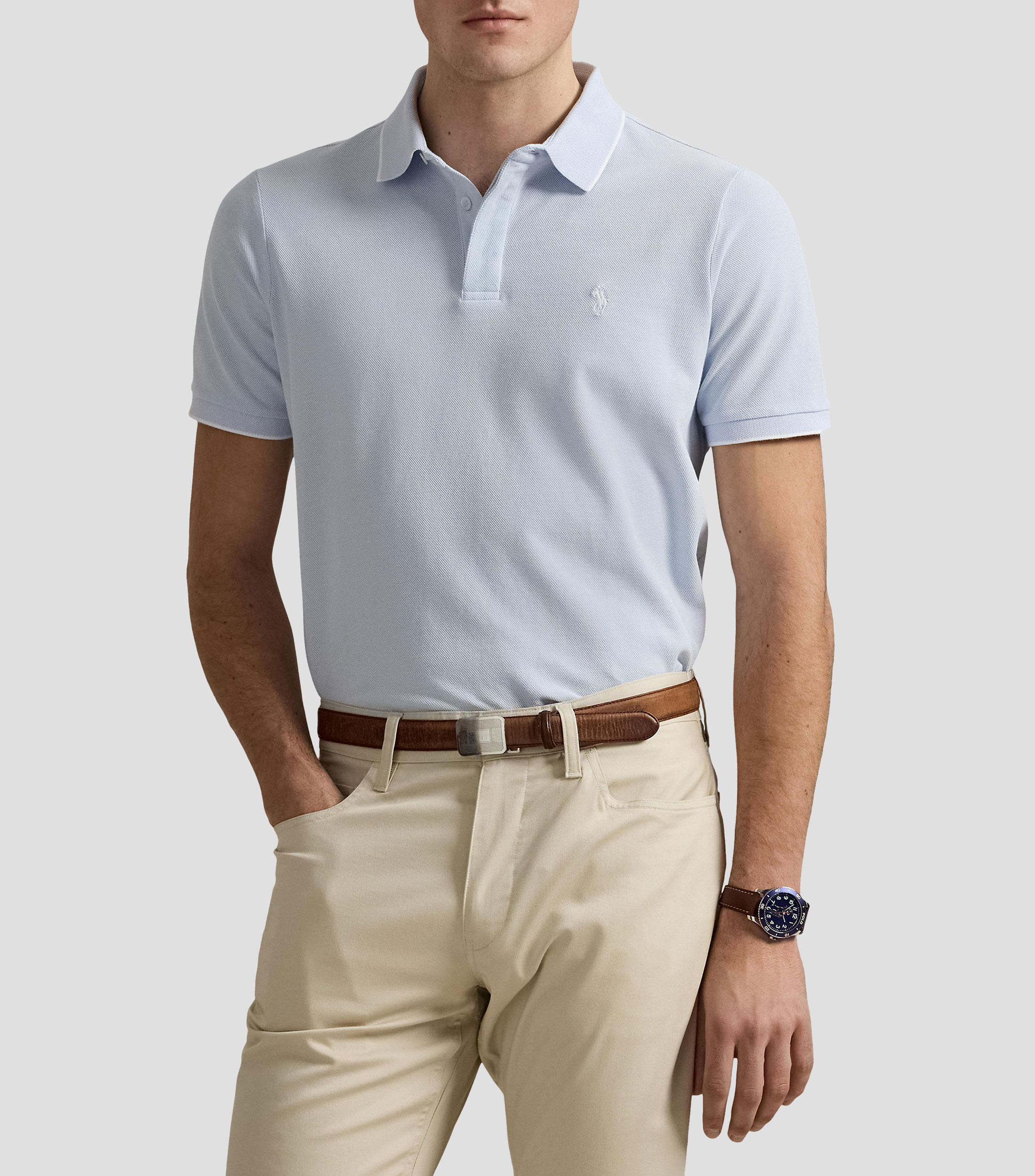 Playera tipo polo manga corta lisa Hombre