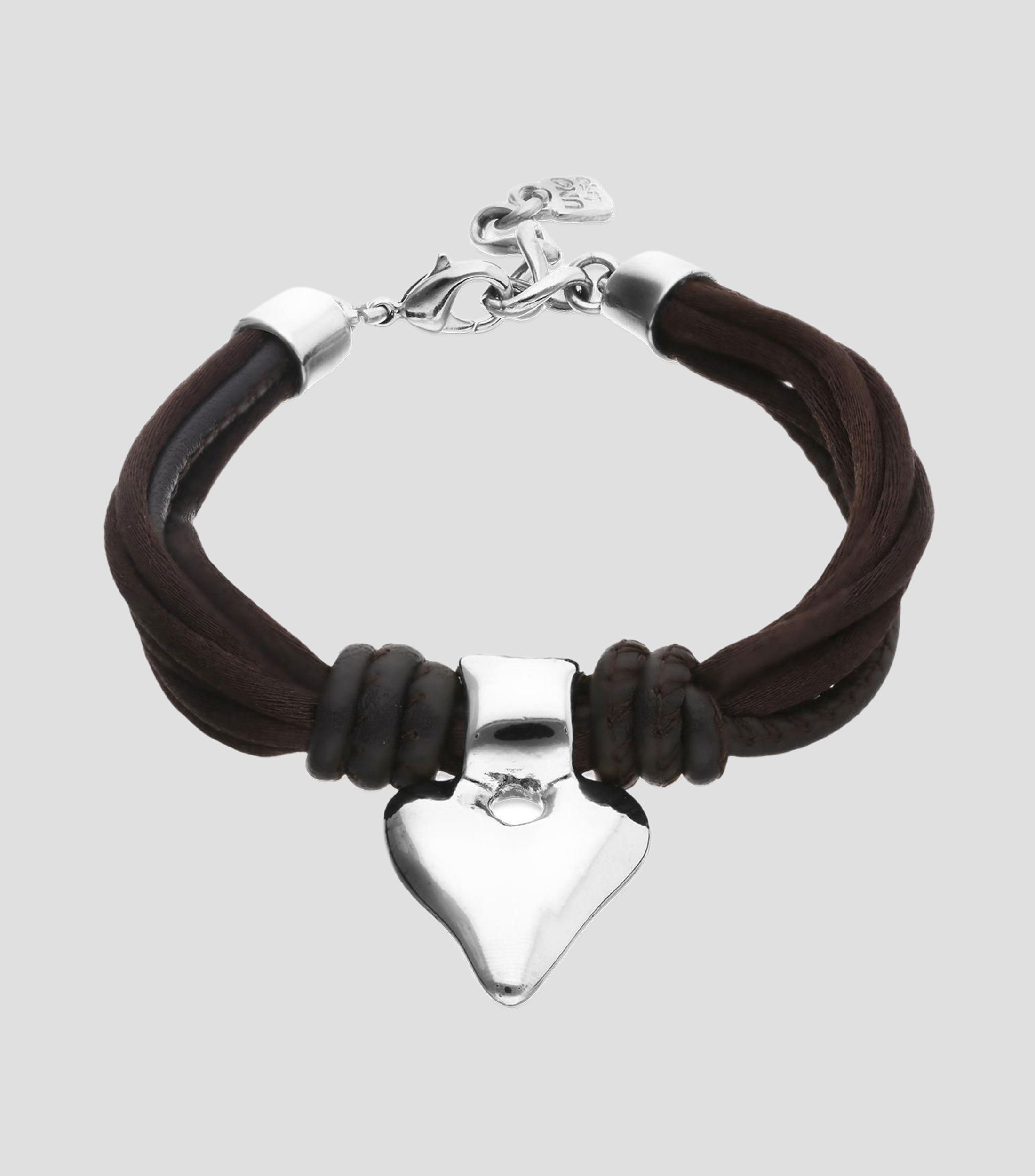 Pulsera en cuero marrón con detalle de corazón Pálpito Mujer