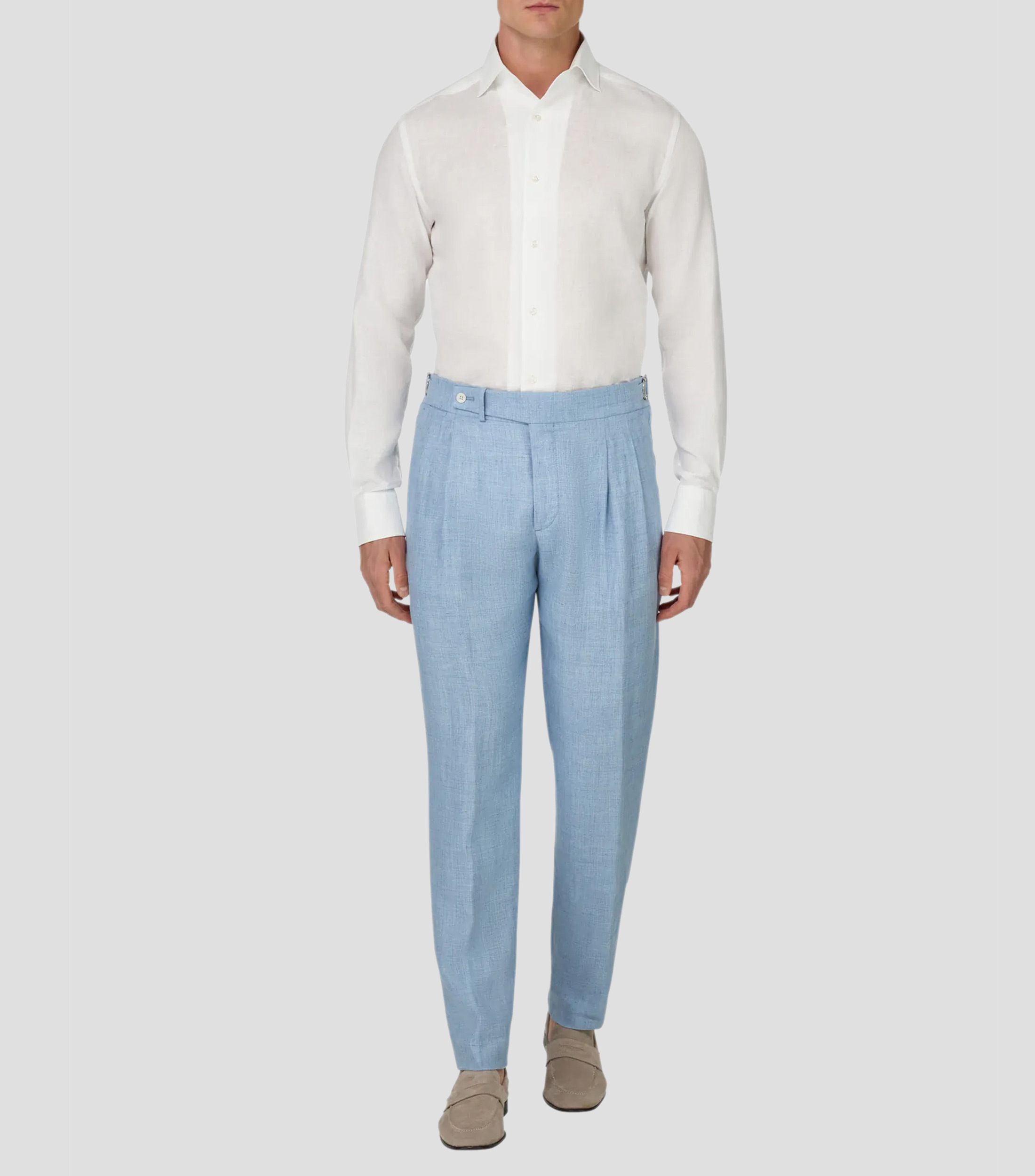 Camisa de vestir lisa de lino manga larga Hombre