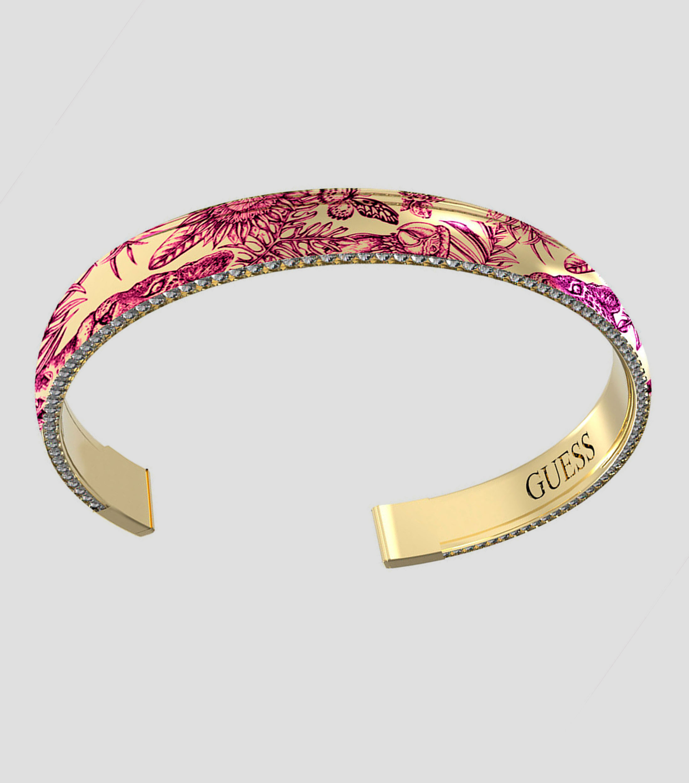 GUESS Bracciali Elastici Con Strass – Set 10 Pezzi Impilabili, Oro Rosa E Cristalli