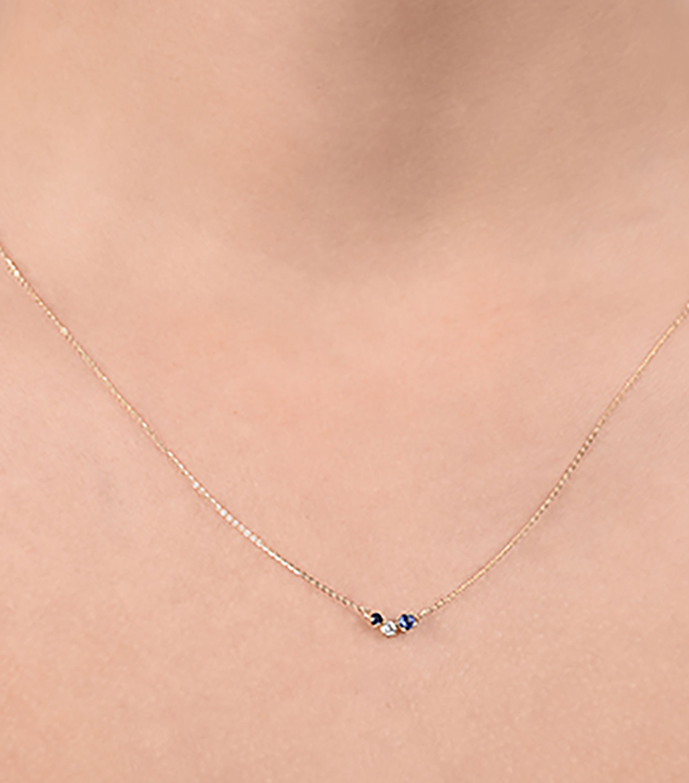 Gargantilla en oro amarillo 14 kilates con diamante y zafiros Mujer